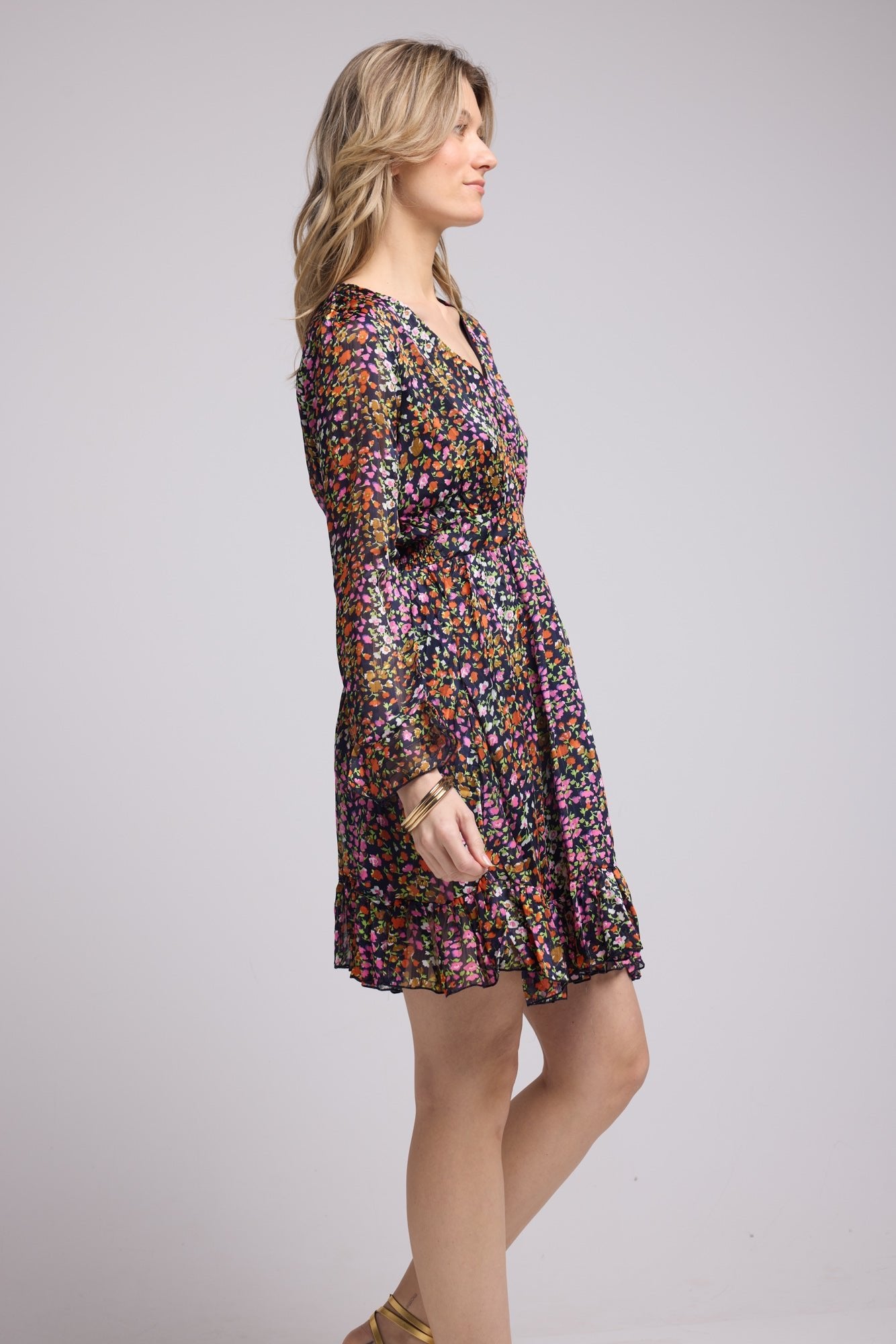 ROBE 62228/439 FLEURS MULTICOLOR MARINE