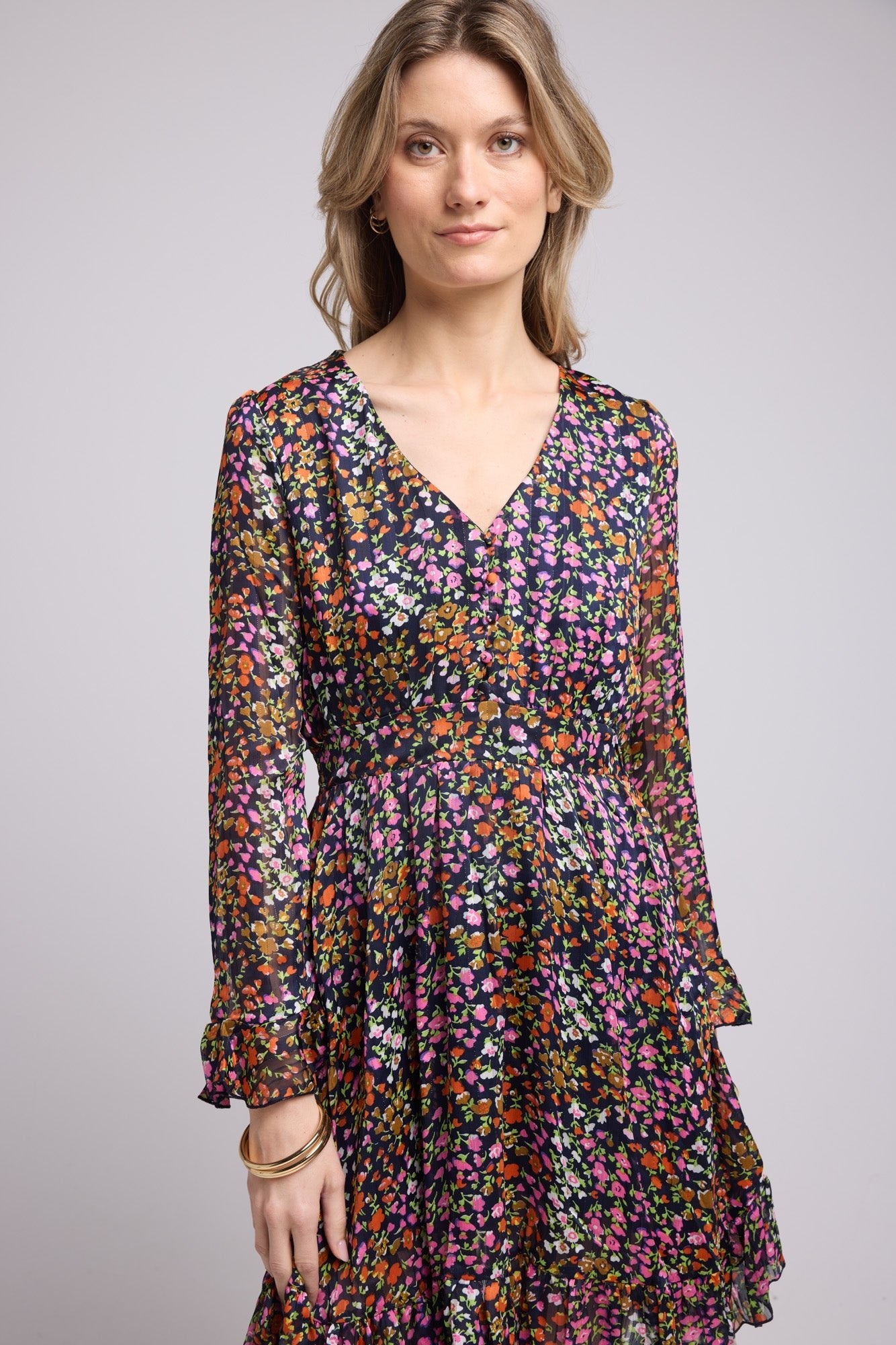ROBE 62228/439 FLEURS MULTICOLOR MARINE