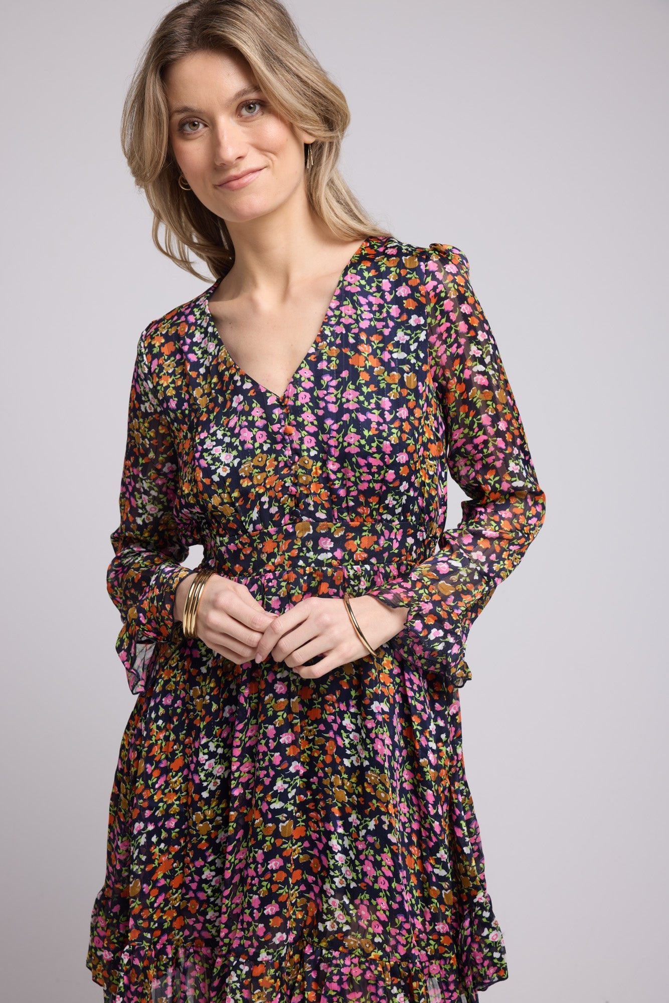 ROBE 62228/439 FLEURS MULTICOLOR MARINE