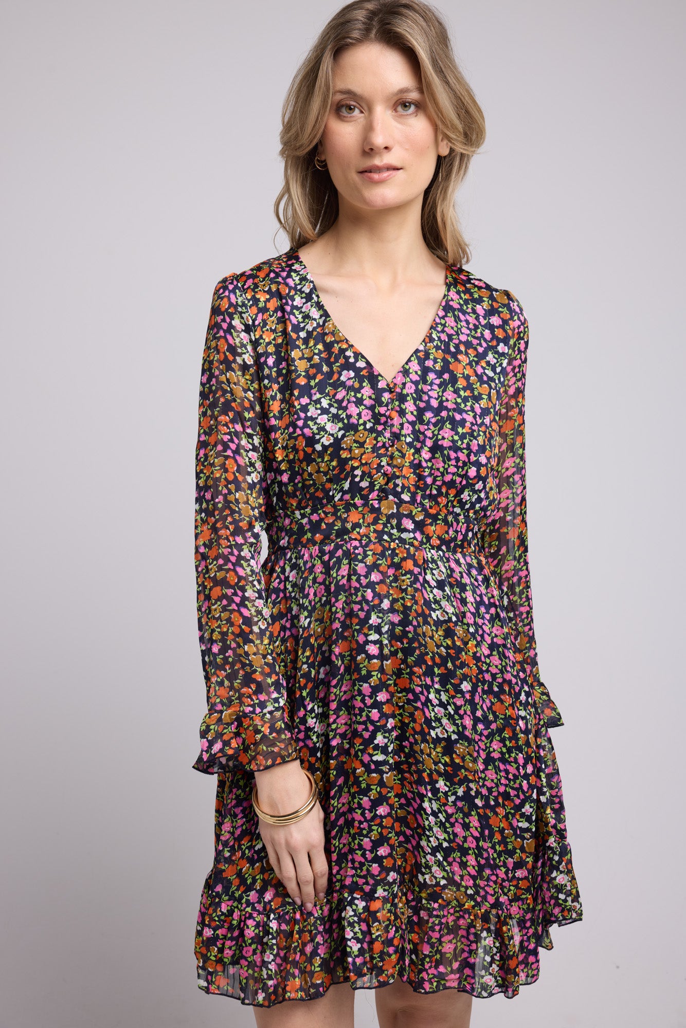 ROBE 62228/439 FLEURS MULTICOLOR MARINE