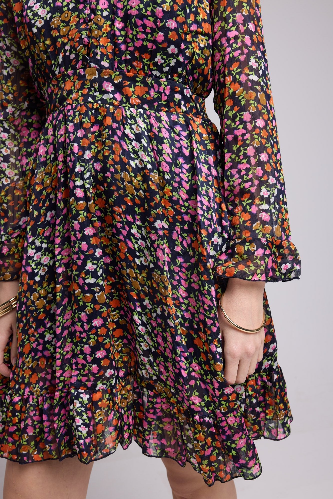 ROBE 62228/439 FLEURS MULTICOLOR MARINE