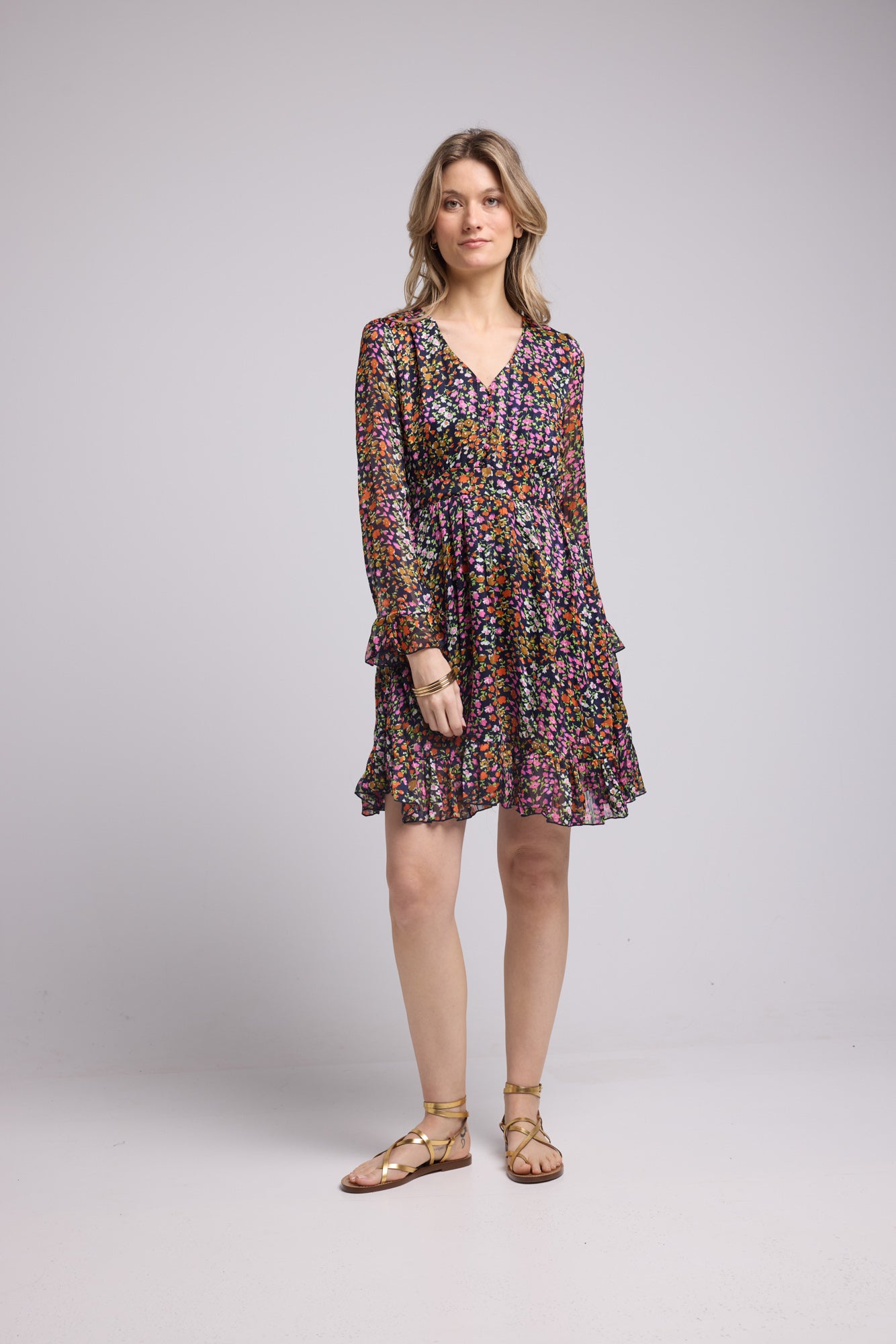 ROBE 62228/439 FLEURS MULTICOLOR MARINE