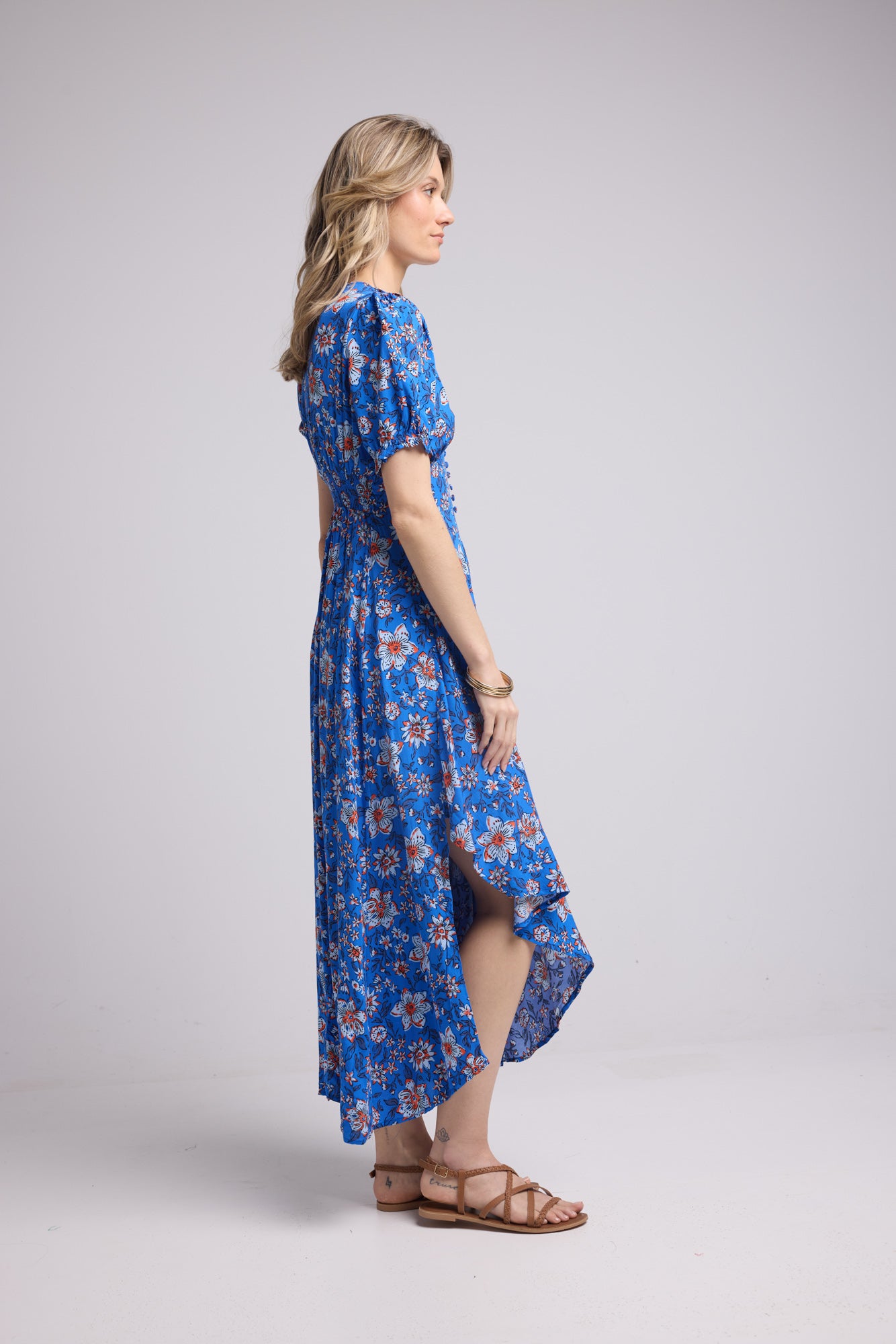 ROBE 62279V/BLEU FLEURS ROUGE 1107V