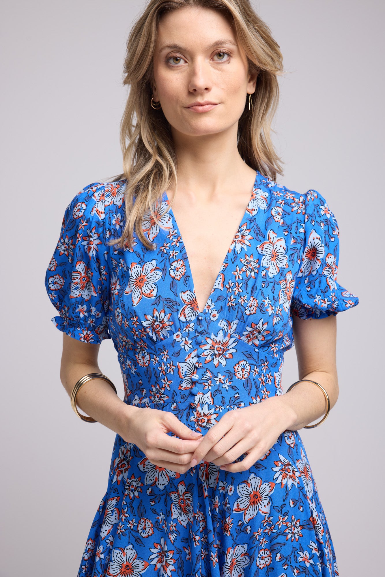 ROBE 62279V/BLEU FLEURS ROUGE 1107V