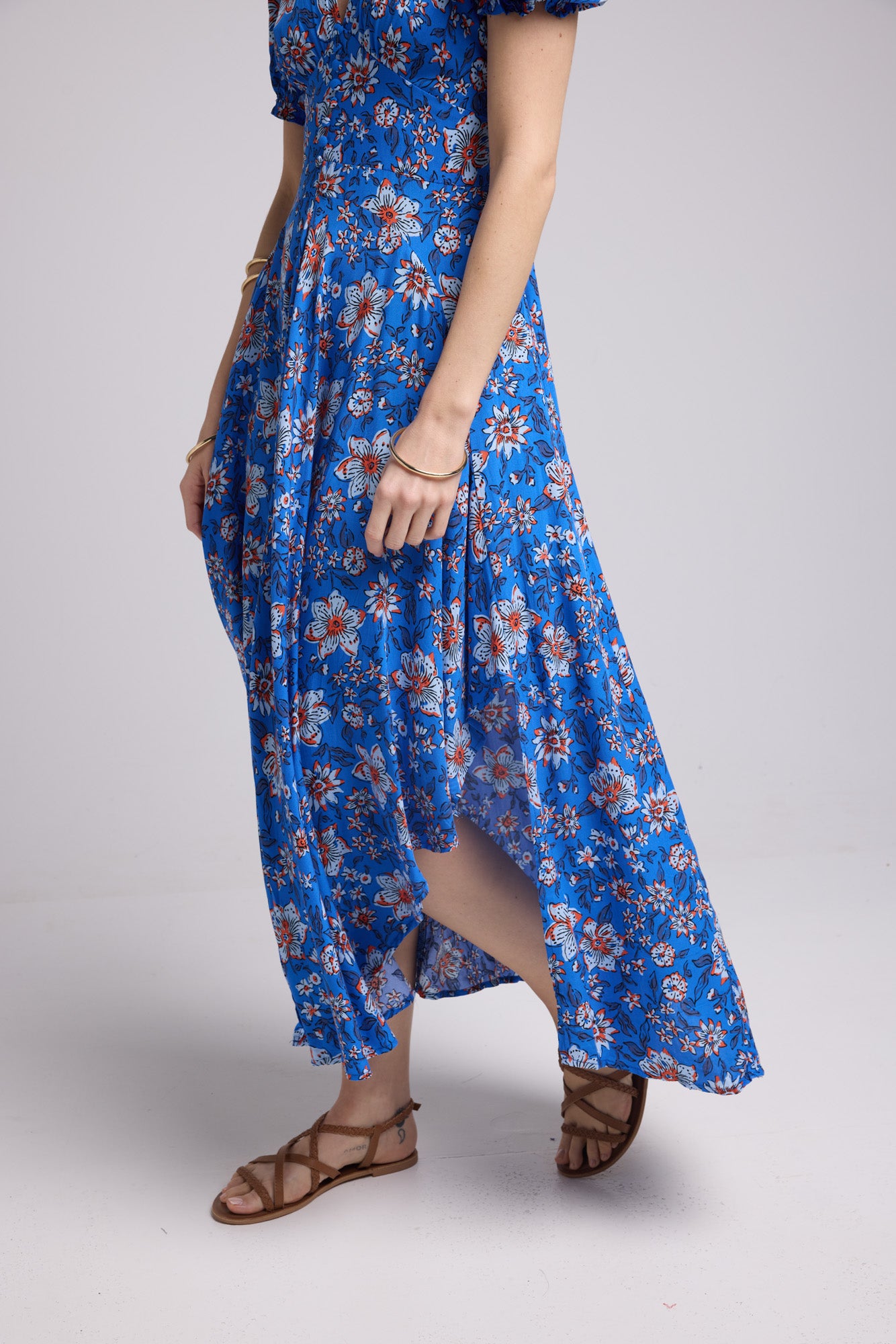 ROBE 62279V/BLEU FLEURS ROUGE 1107V