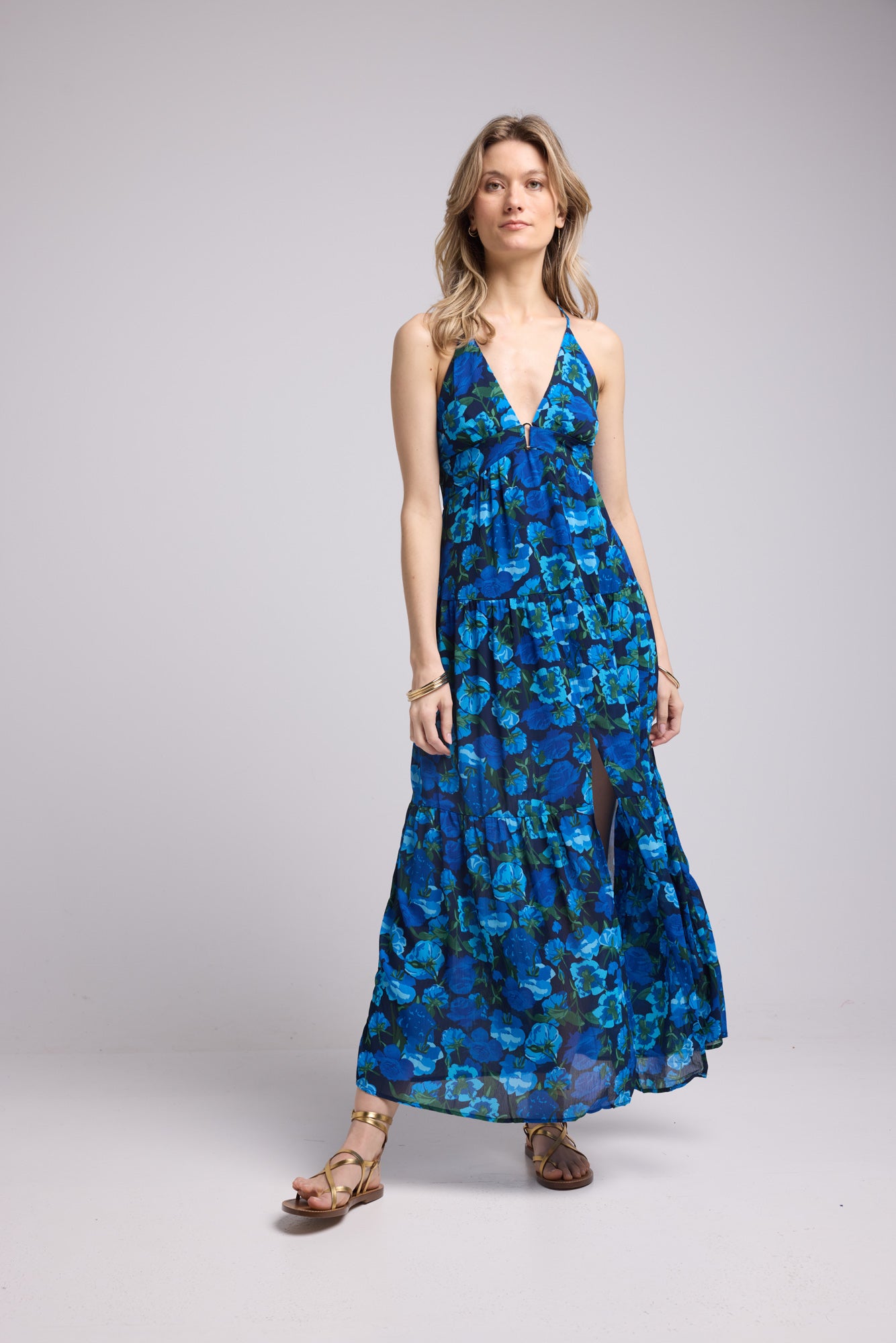 ROBE 62377/1064 FLEURS BLEU