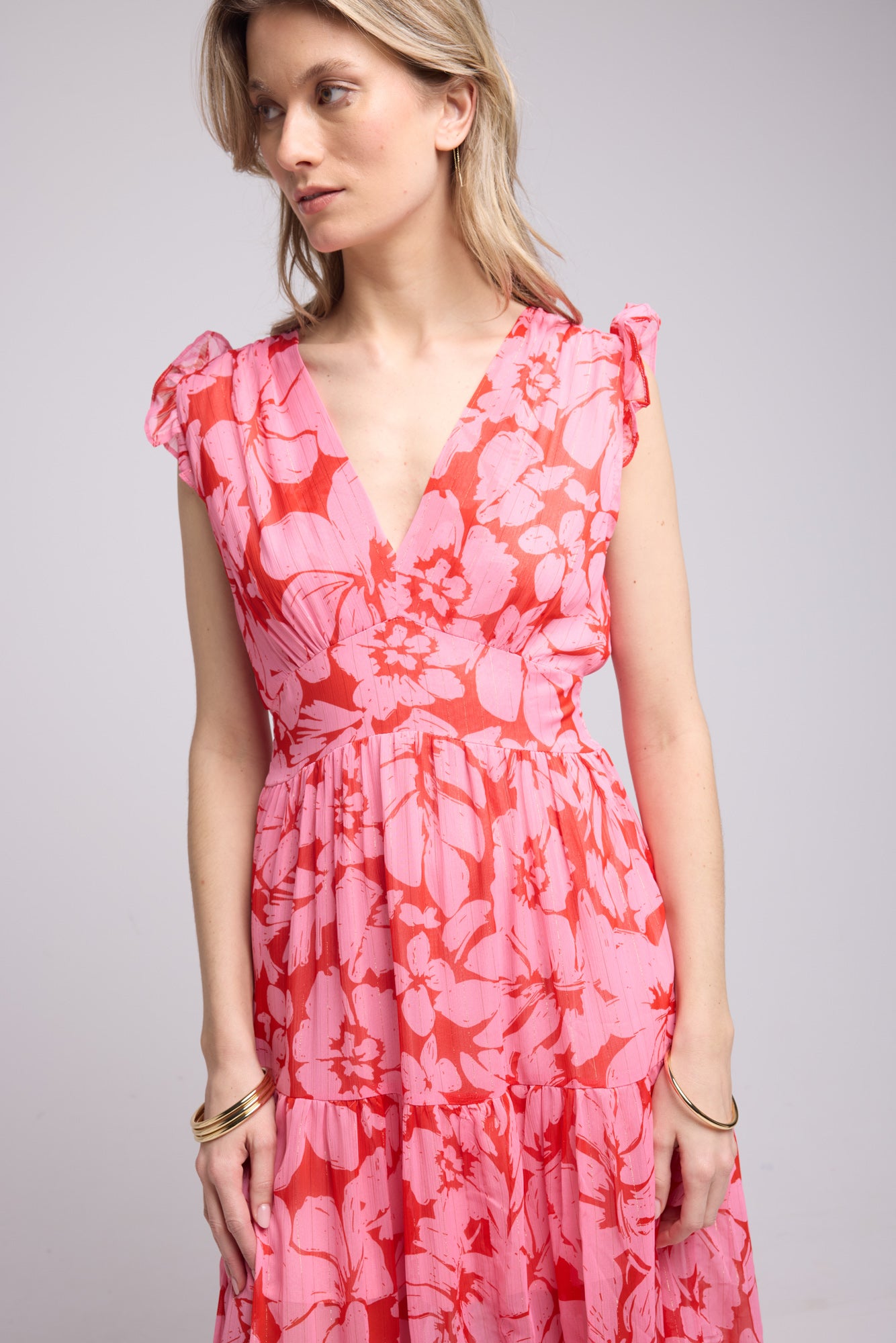 ROBE 62380 P/FLEUR ROSE ROUGE 1433P