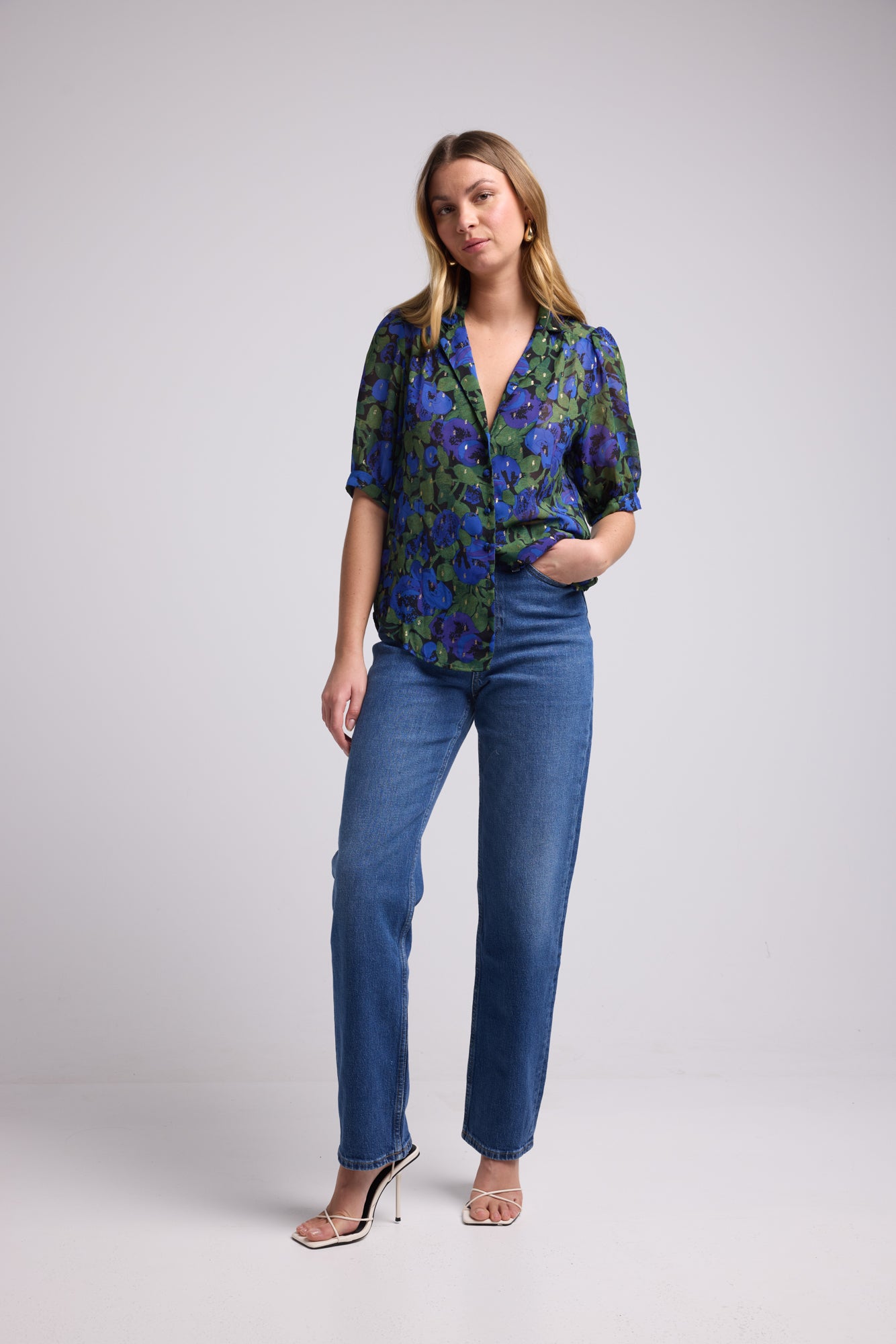 BLOUSE 62434 ALIX/502 BLUE FLOWERS