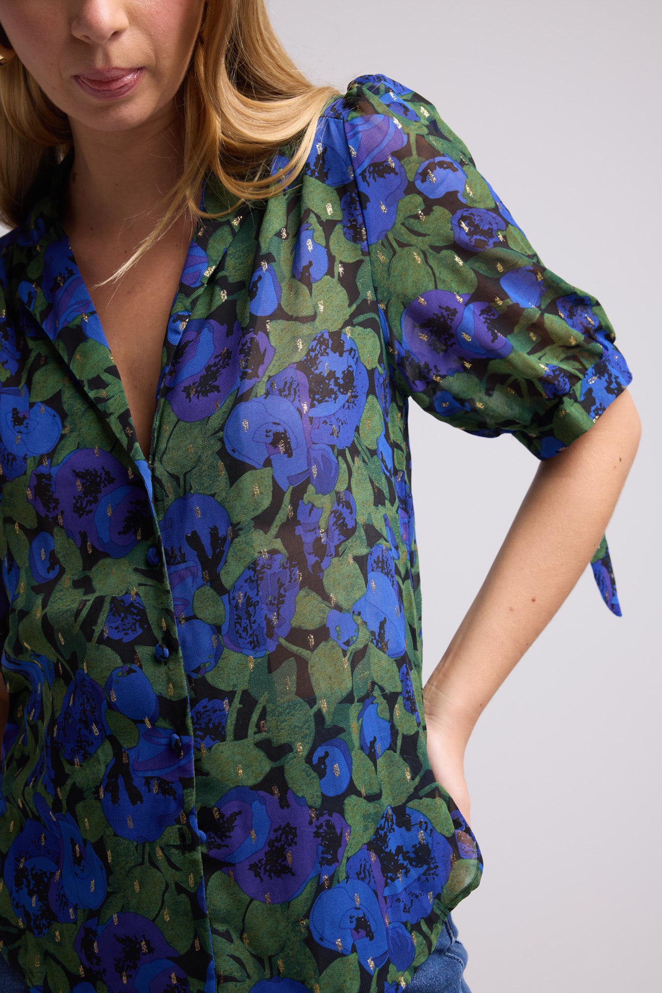 BLOUSE 62434 ALIX/502 BLUE FLOWERS