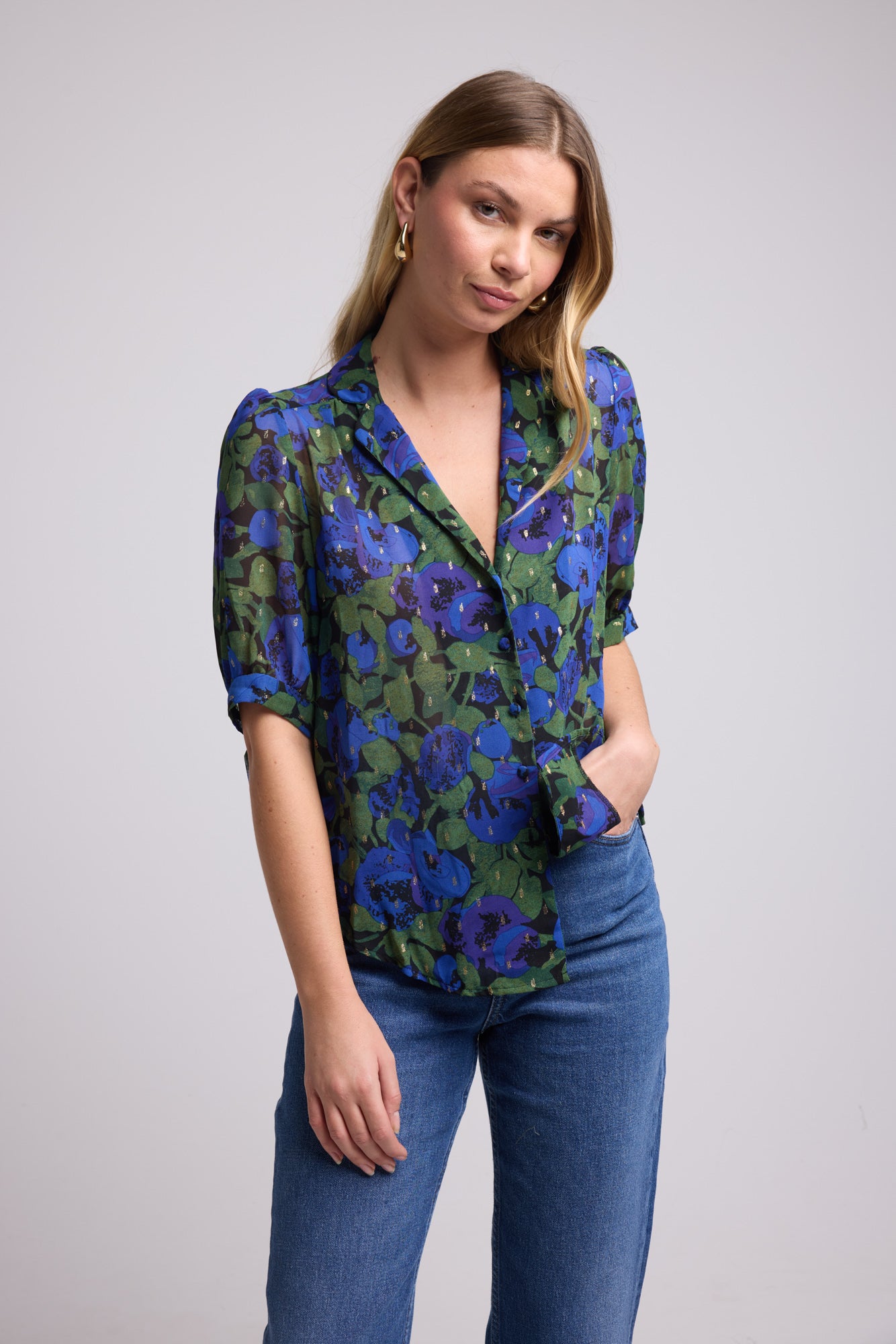 BLOUSE 62434 ALIX/502 BLUE FLOWERS