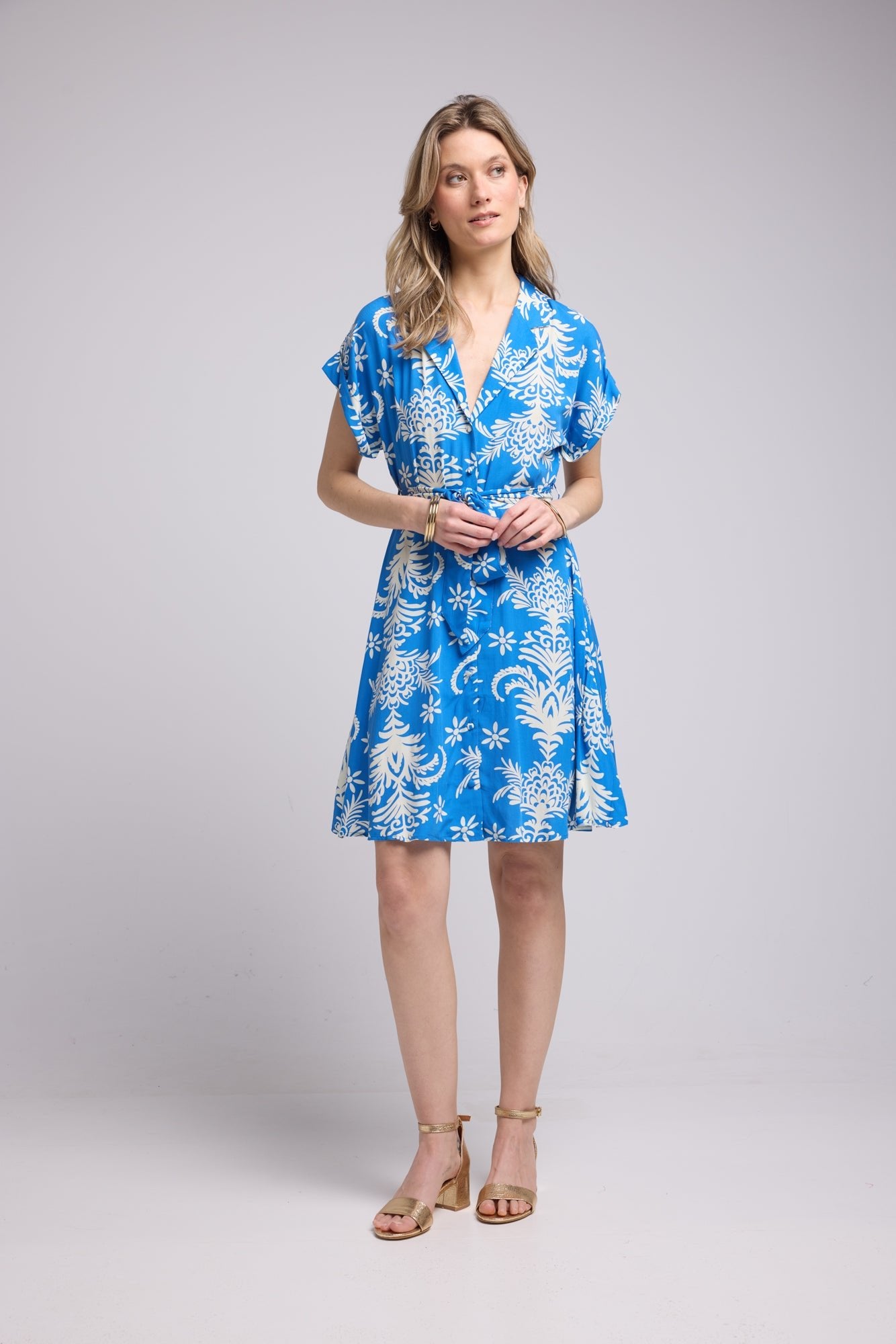 ROBE 62636/FEUILLES BLEU 1396V