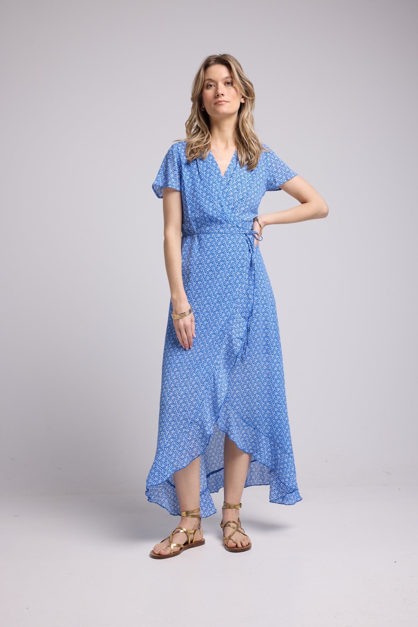 ROBE 62875/1075 FLEURS BLEU