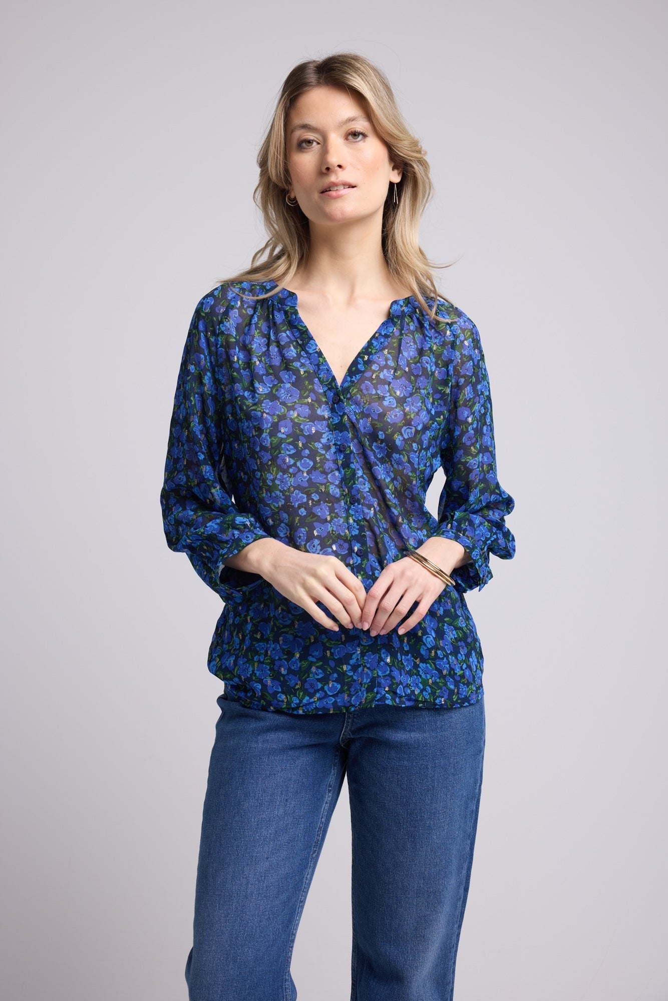 BLOUSE 62953/502P BLEU
