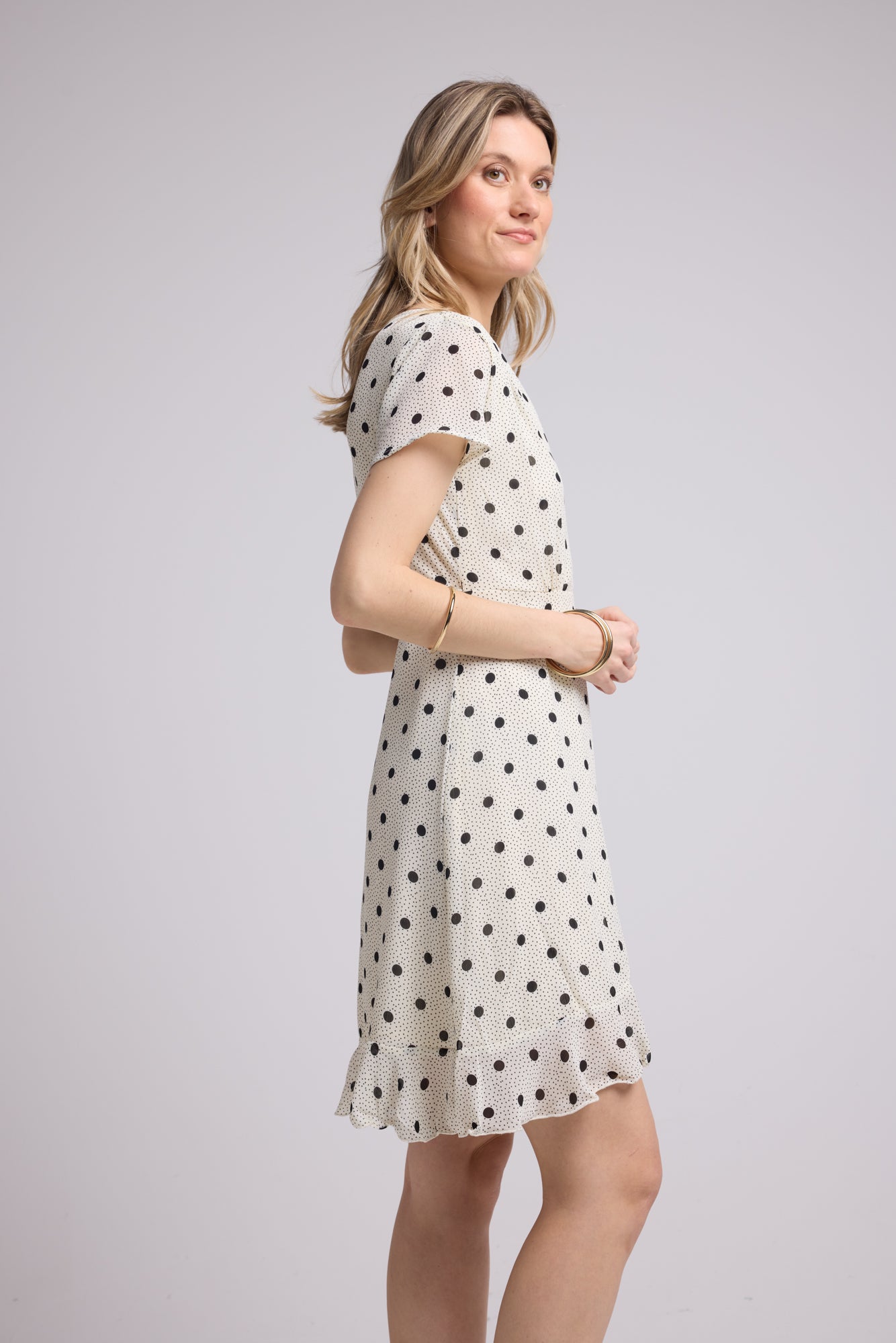 ROBE 63007/1072 POIS BLANC