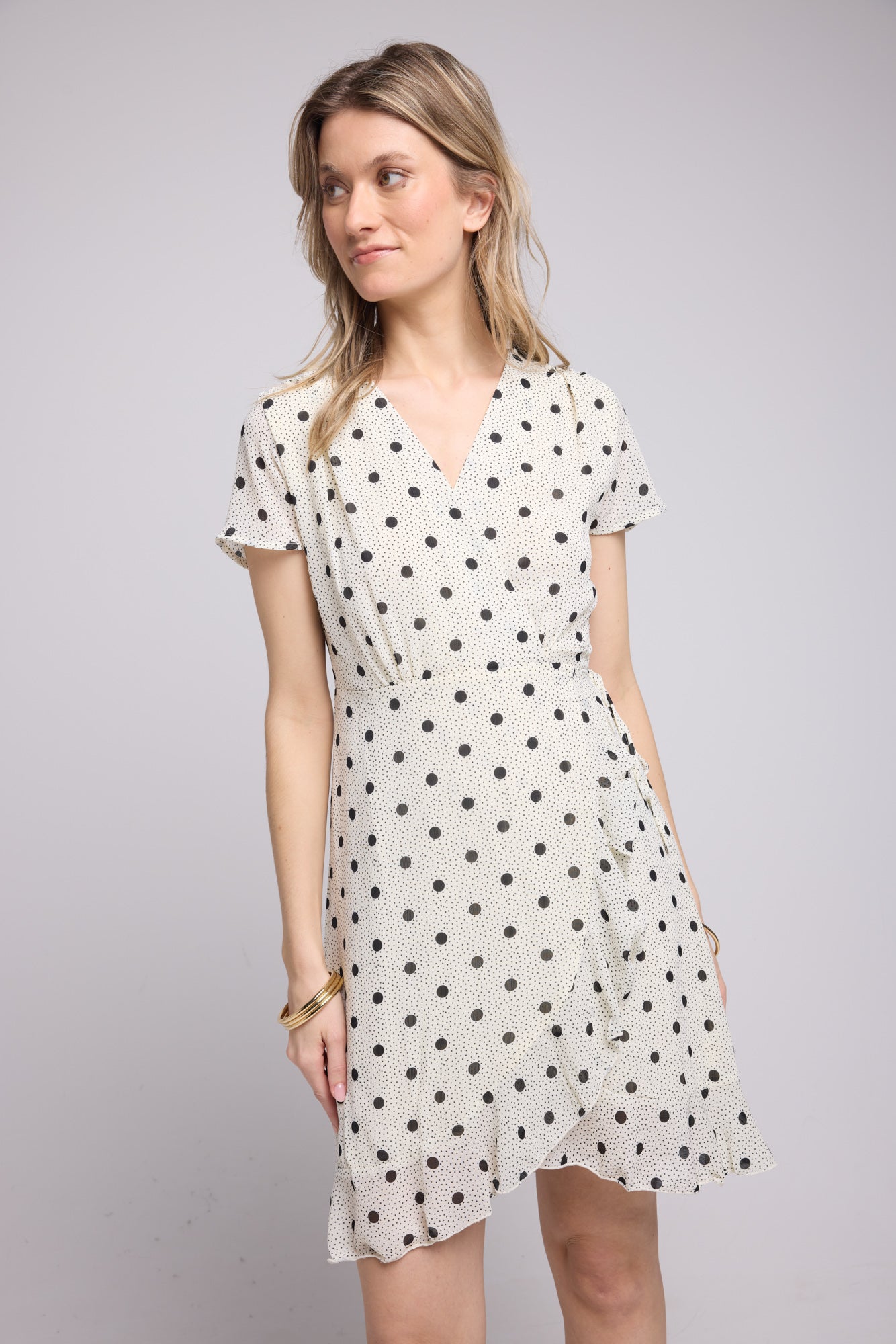ROBE 63007/1072 POIS BLANC