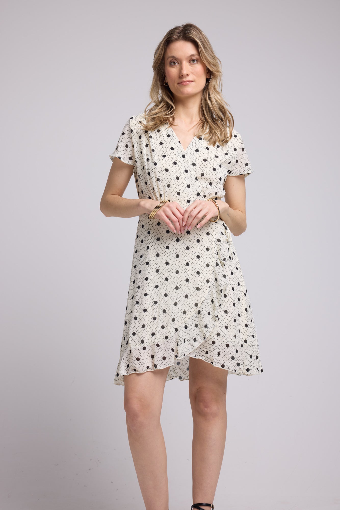 ROBE 63007/1072 POIS BLANC