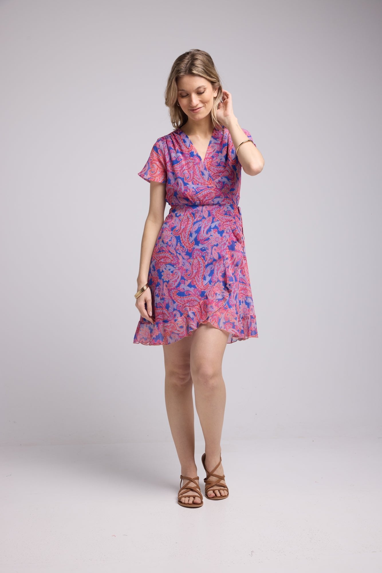 ROBE 63007/1428 CACHEMIRE BLEU ROSE