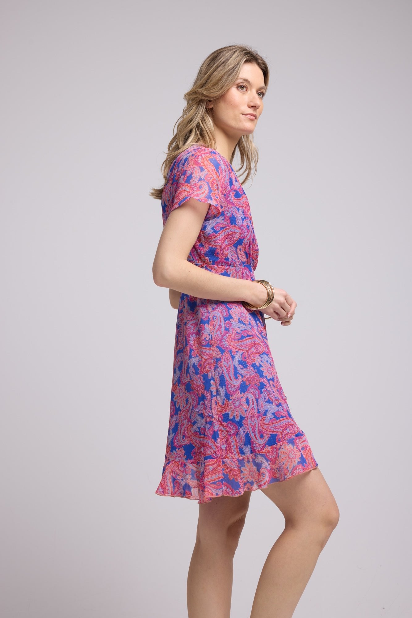 ROBE 63007/1428 CACHEMIRE BLEU ROSE