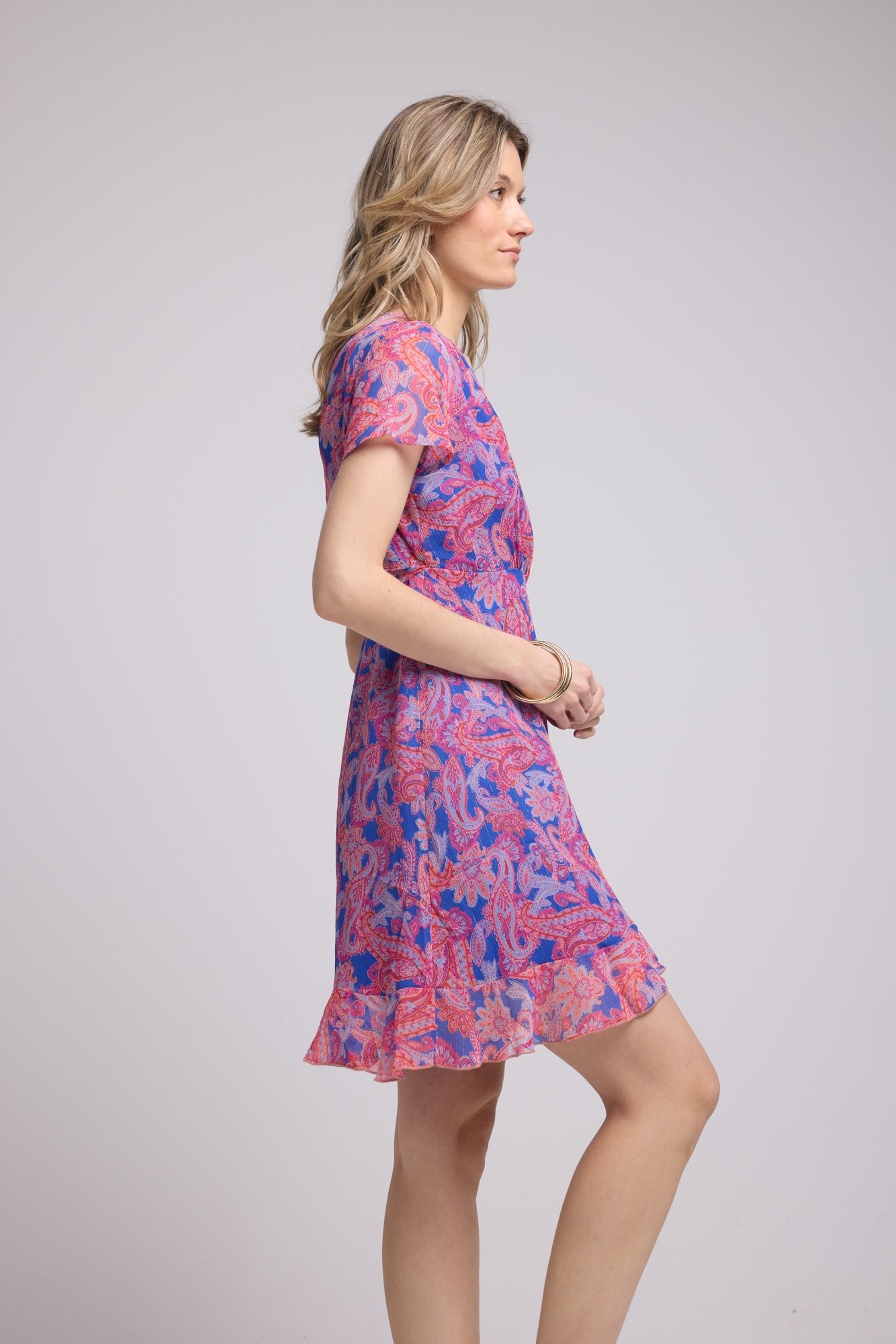 ROBE 63007/1428 CACHEMIRE BLEU ROSE