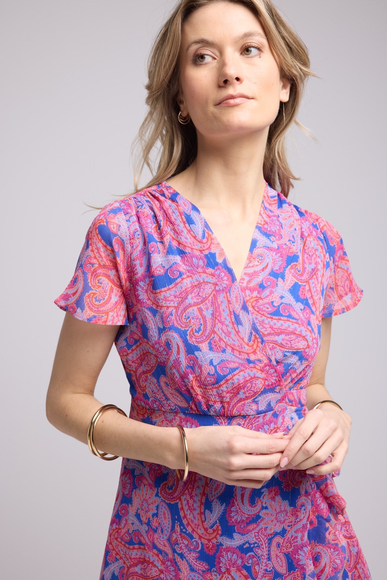 ROBE 63007/1428 CACHEMIRE BLEU ROSE