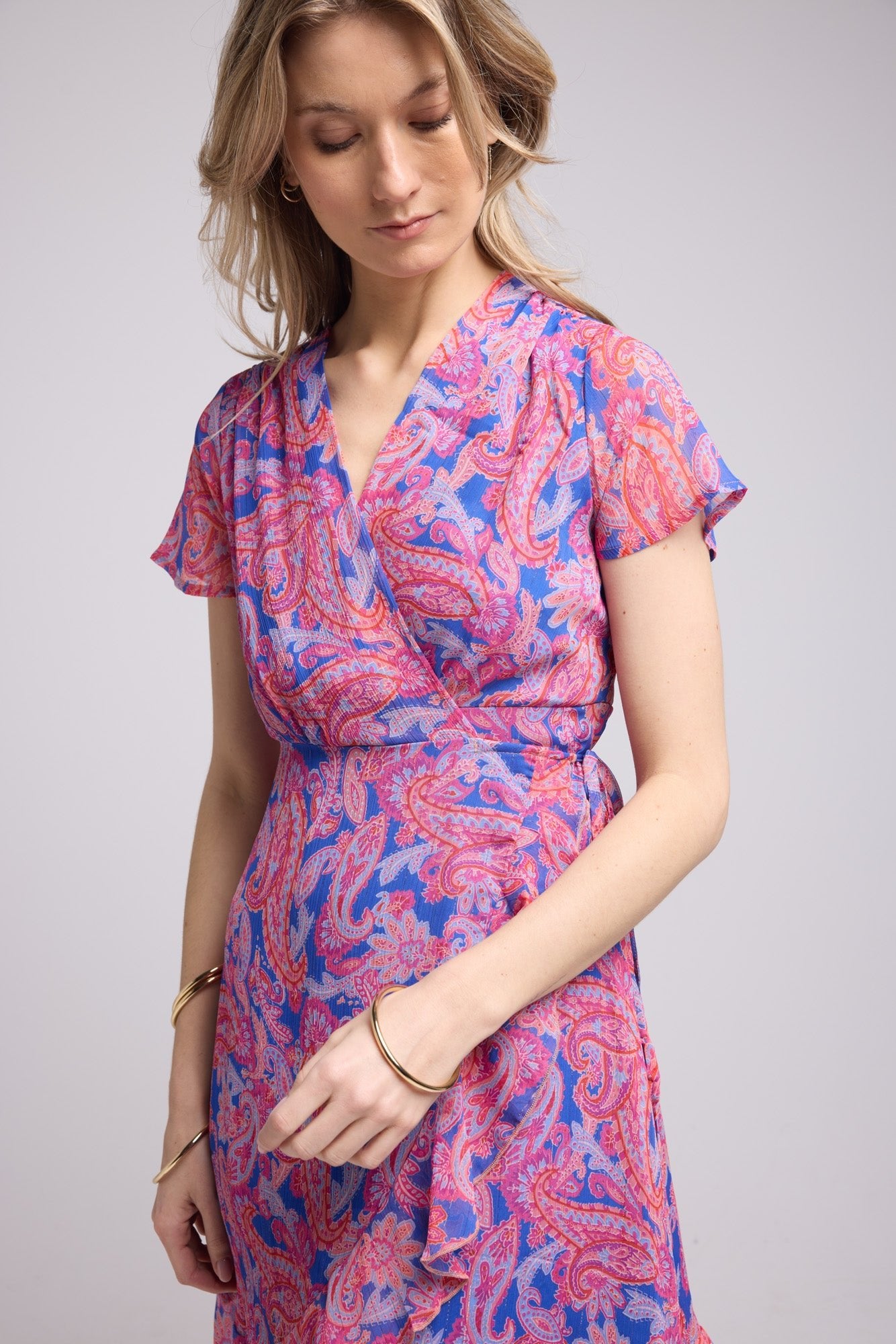 ROBE 63007/1428 CACHEMIRE BLEU ROSE