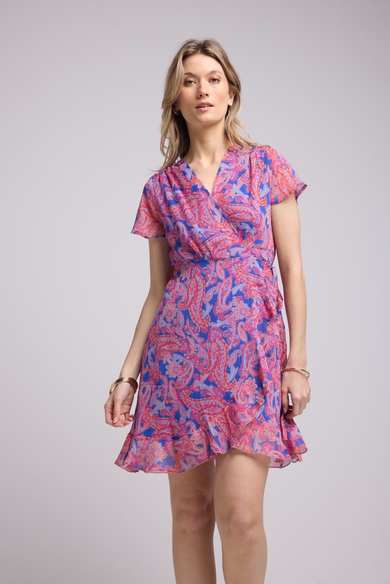 ROBE 63007/1428 CACHEMIRE BLEU ROSE