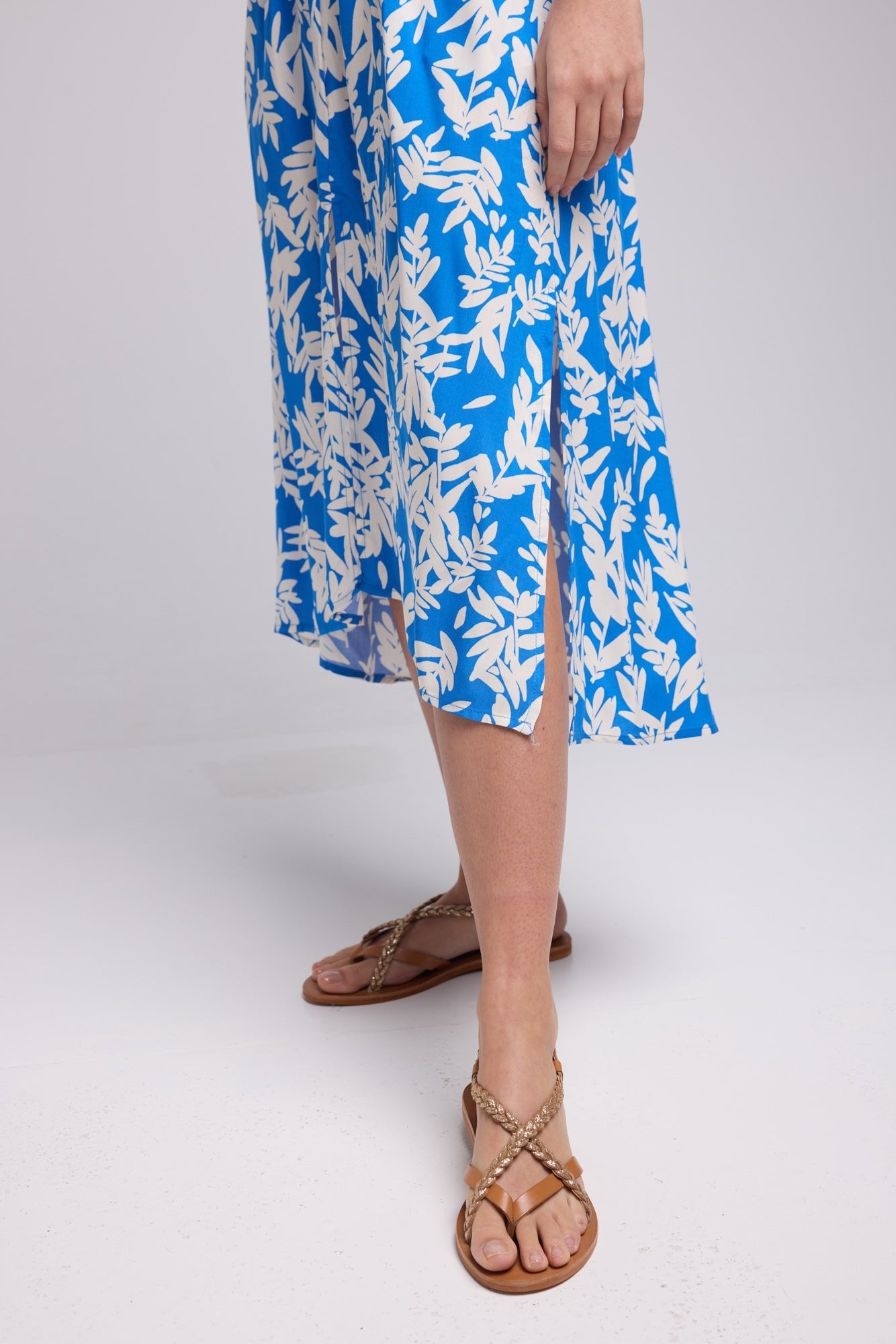 ROBE 63170/1428 FEUILLES BLEU
