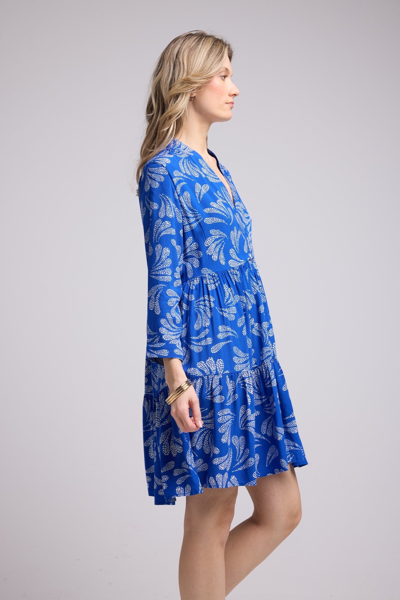 ROBE 63552/FEUILLES BLEU 1471V