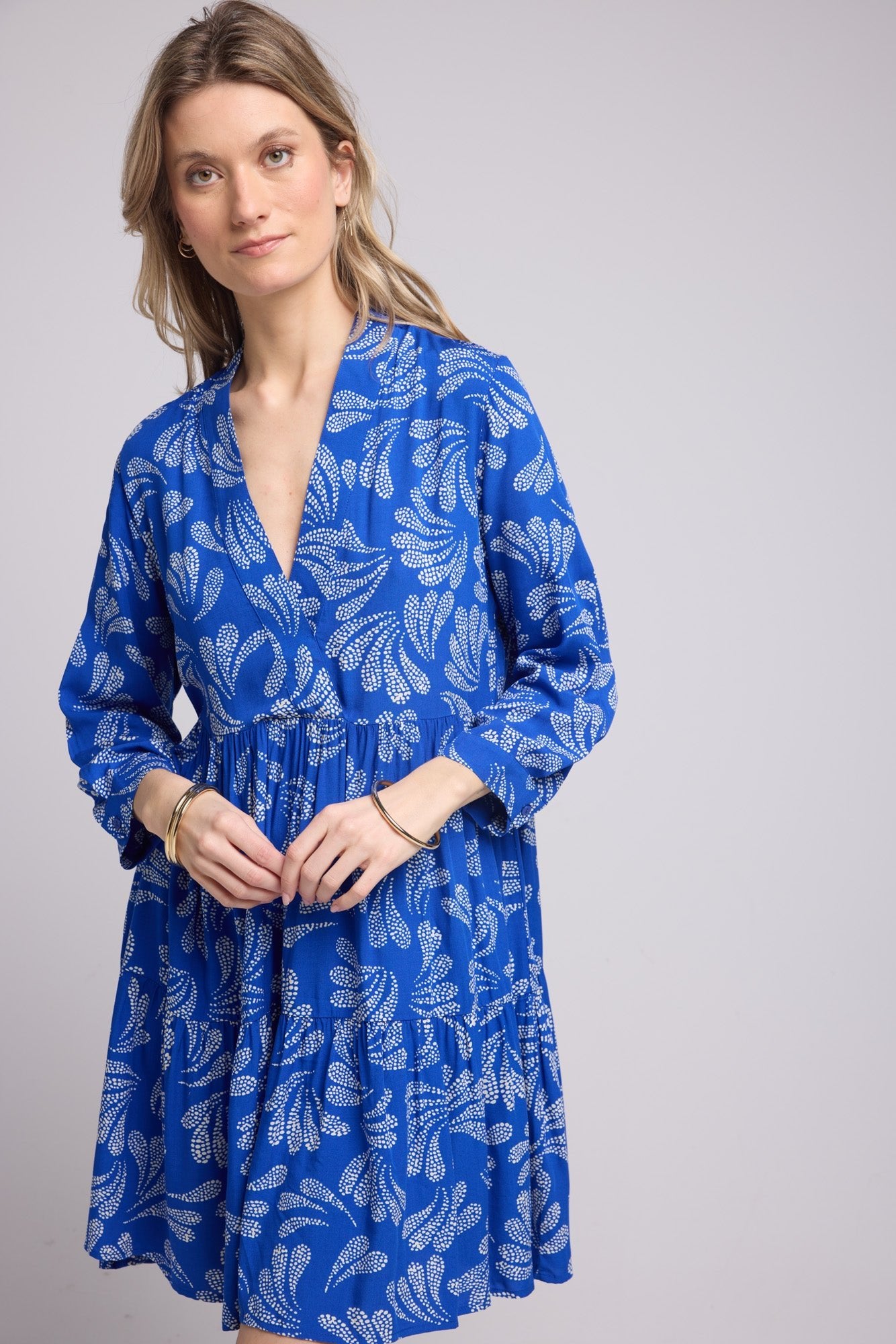 ROBE 63552/FEUILLES BLEU 1471V