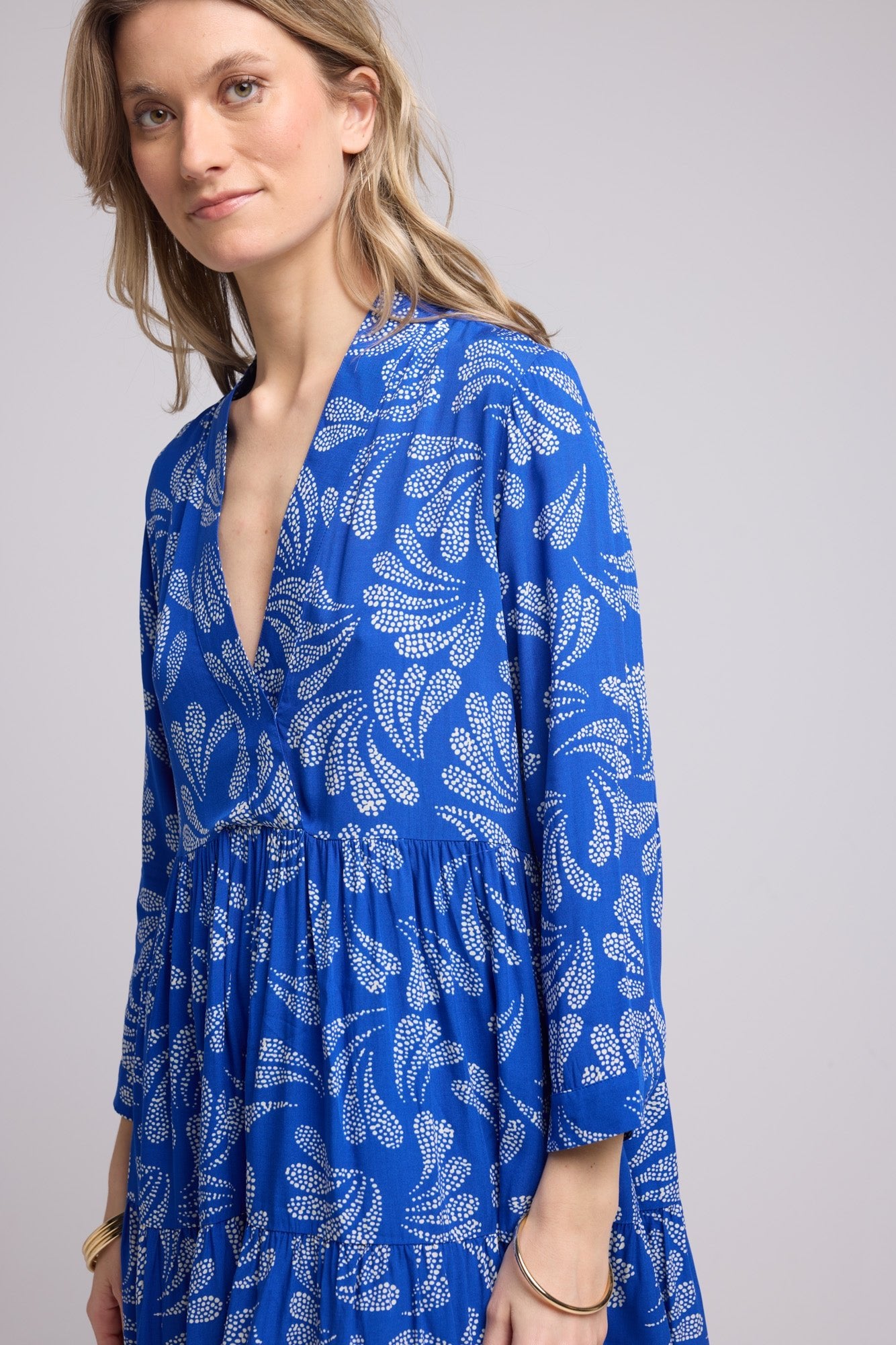 ROBE 63552/FEUILLES BLEU 1471V
