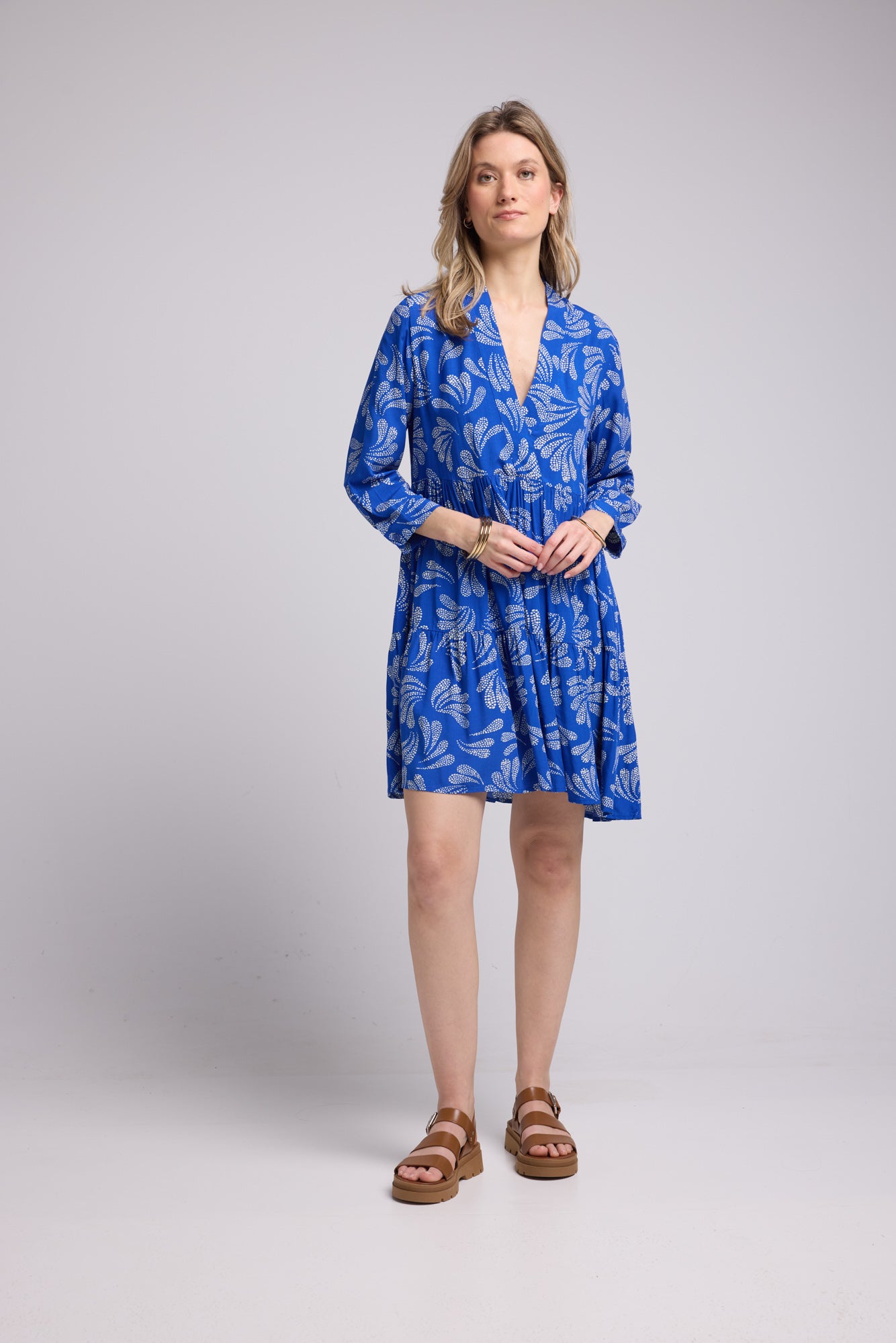 ROBE 63552/FEUILLES BLEU 1471V