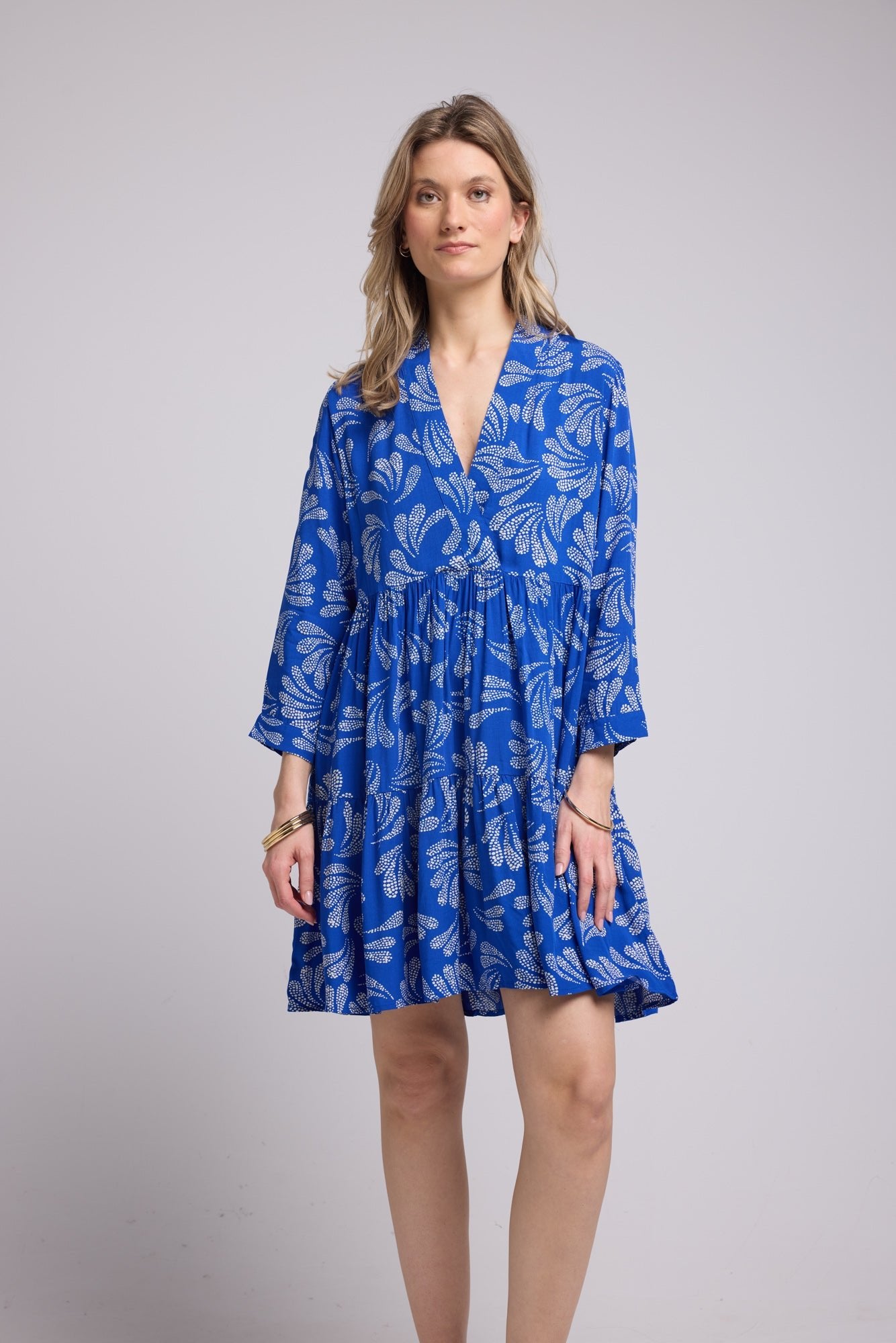 ROBE 63552/FEUILLES BLEU 1471V