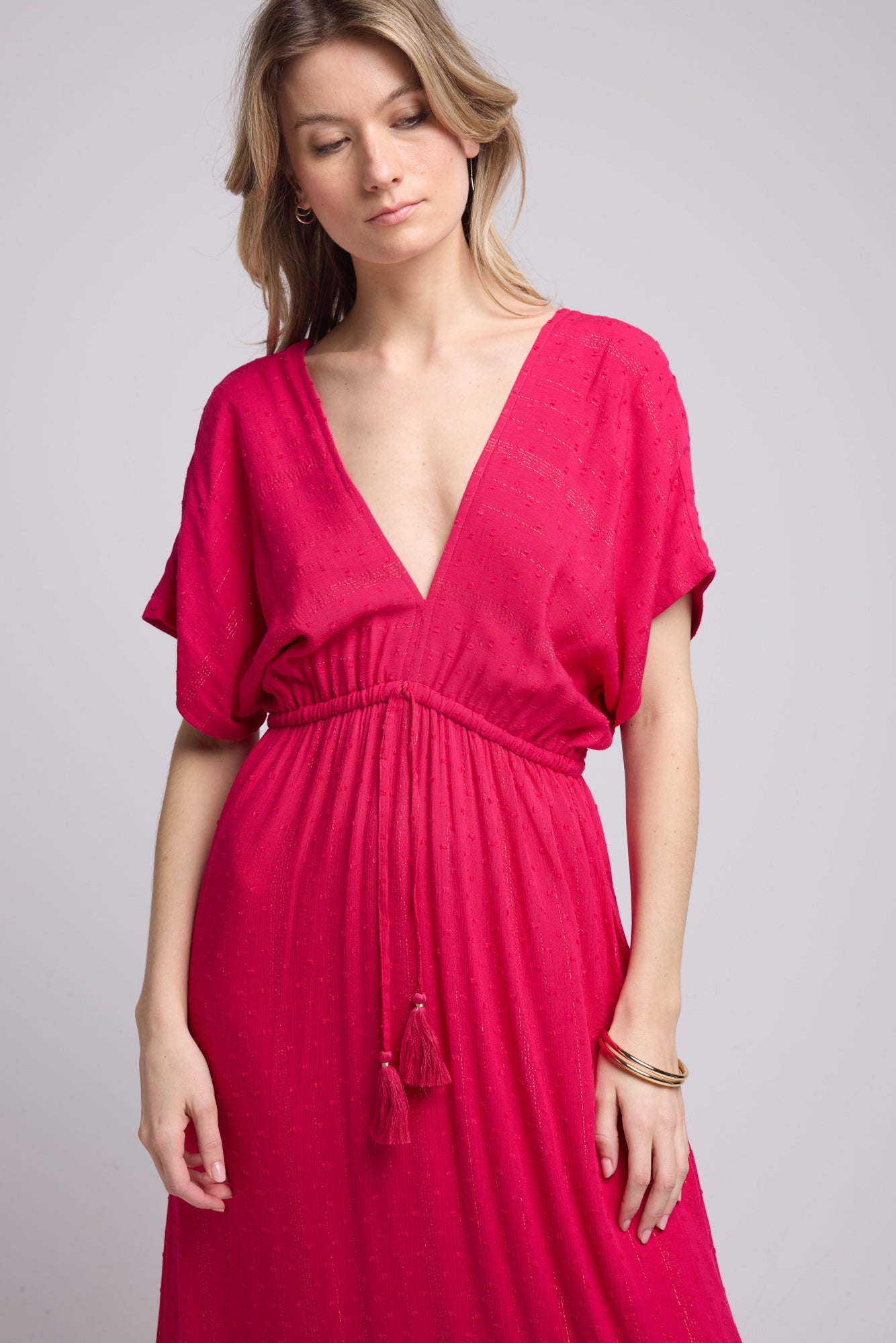 ROBE ADELE LONG FUSHIA