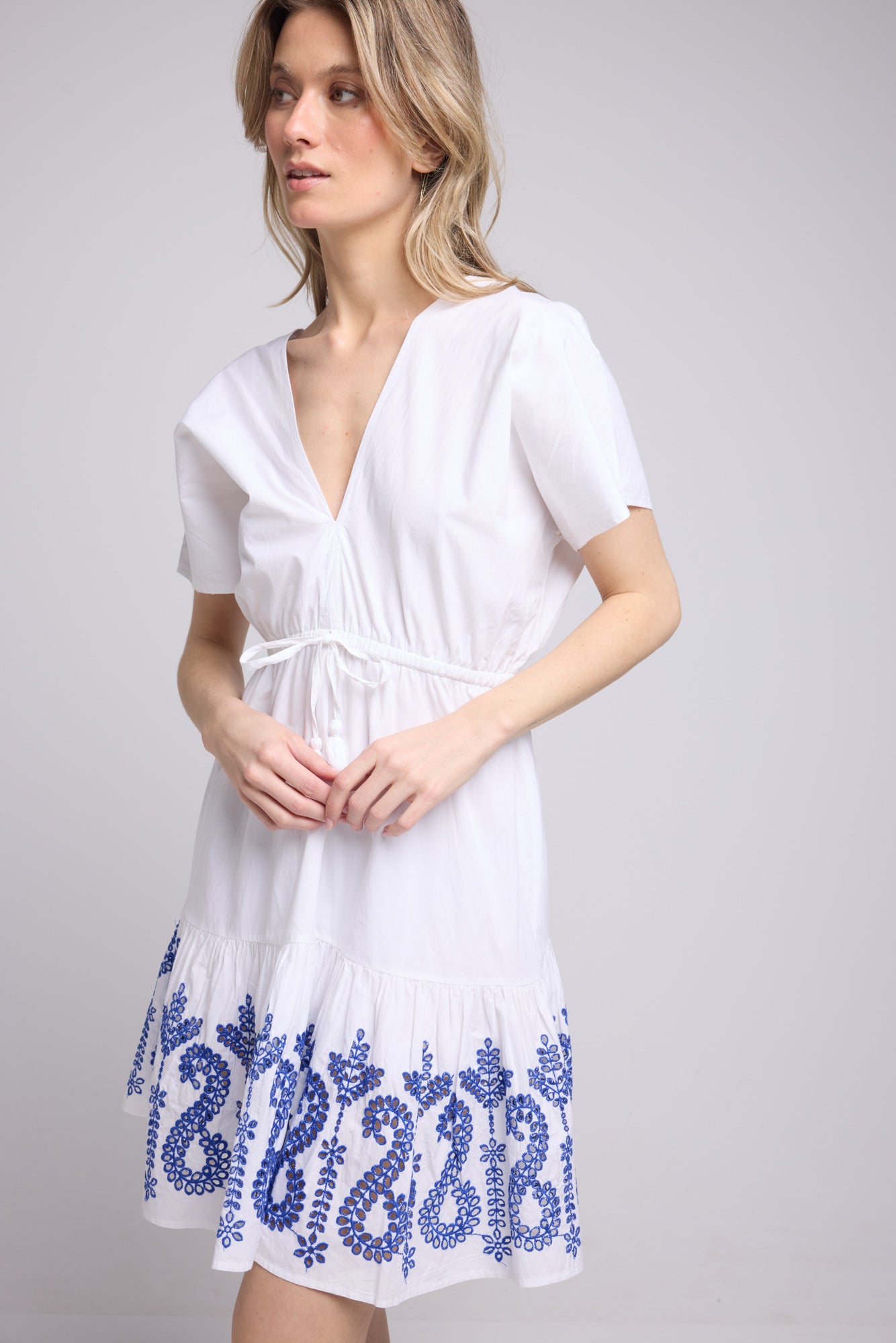 ROBE AMELIE COURT/BLANC BLEU