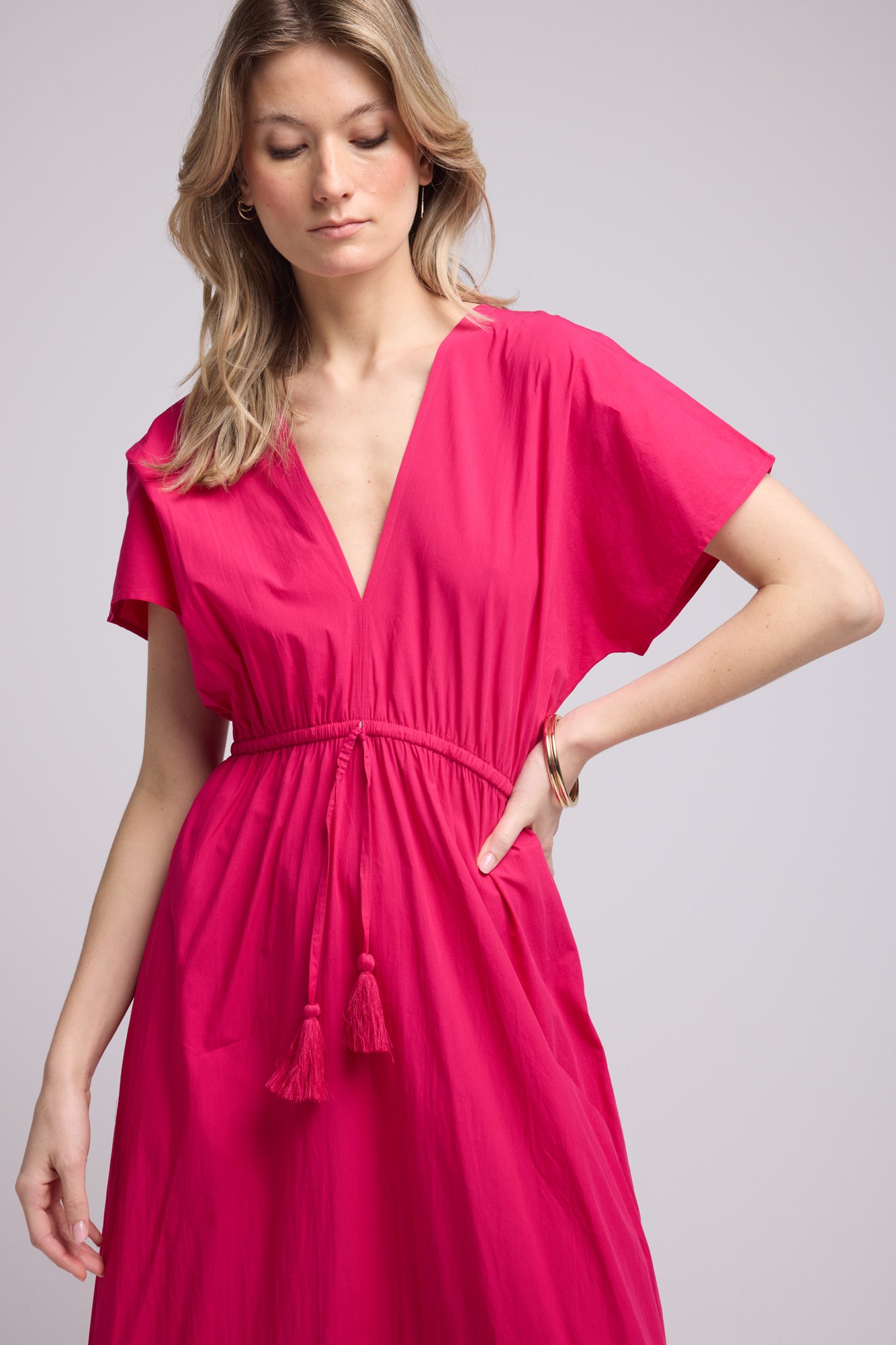 AMELIE LONG FUSHIA DRESS
