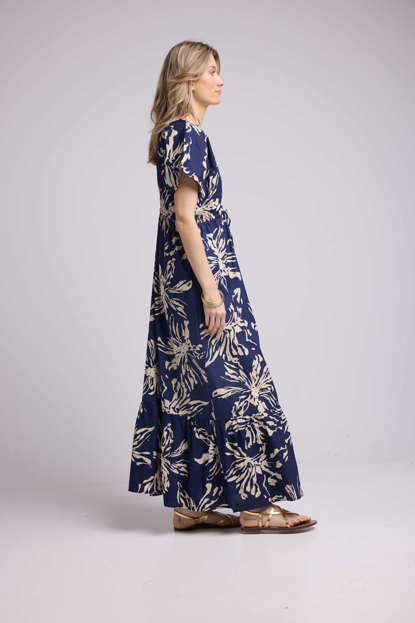 ROBE AVA IMP/FLEURS NAVY P2302
