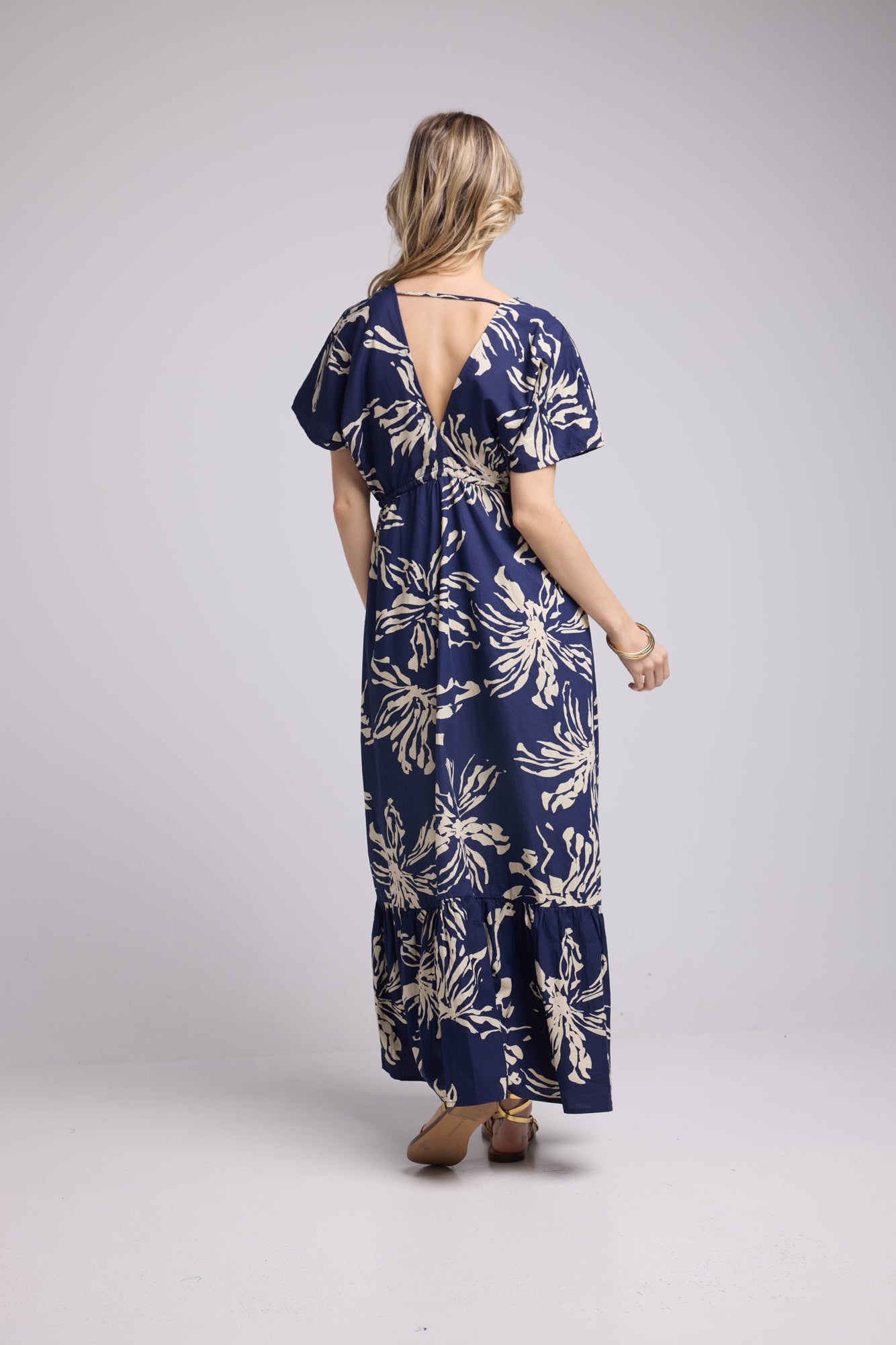ROBE AVA IMP/FLEURS NAVY P2302