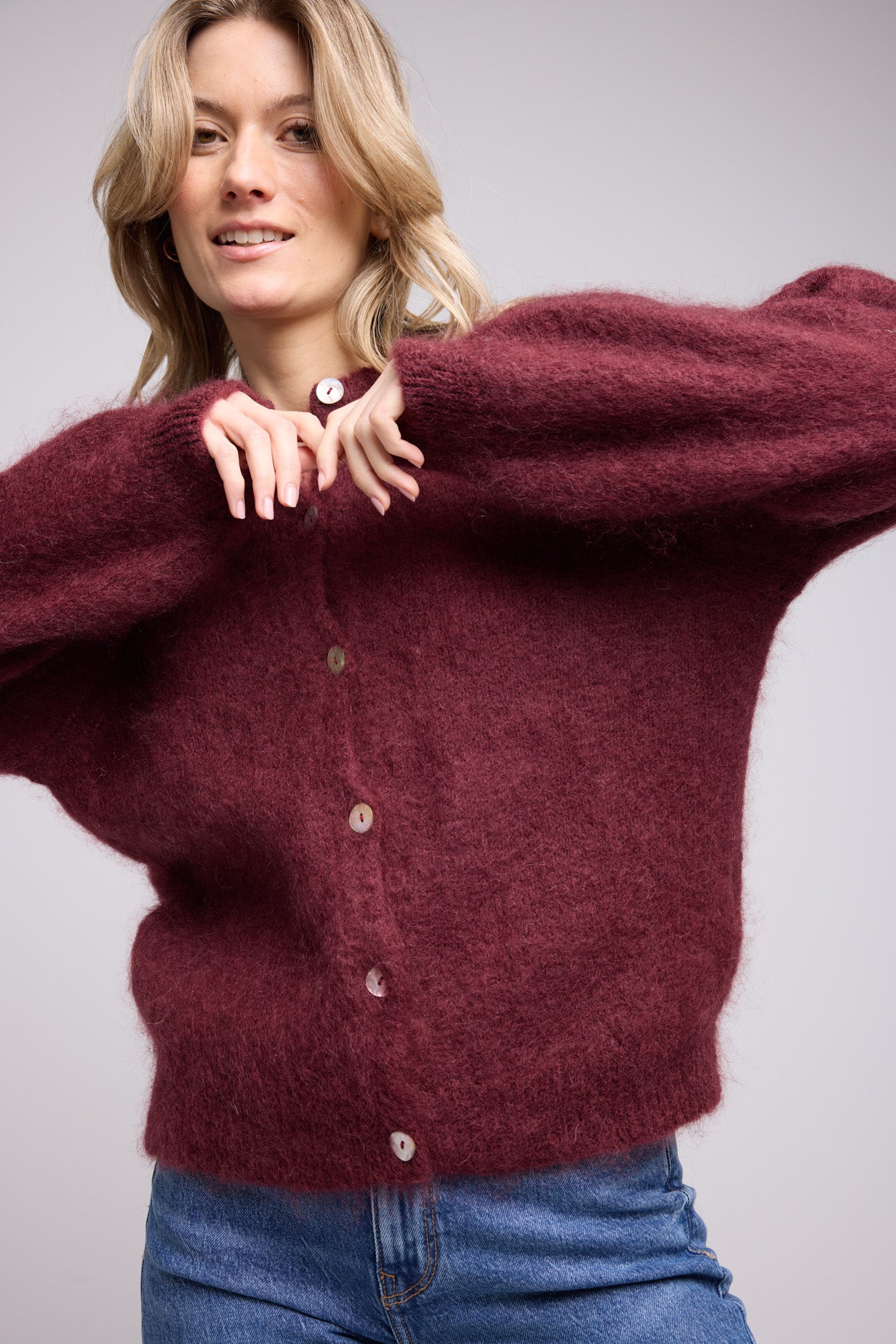 CARDIGAN BEATRICE/BORDEAU