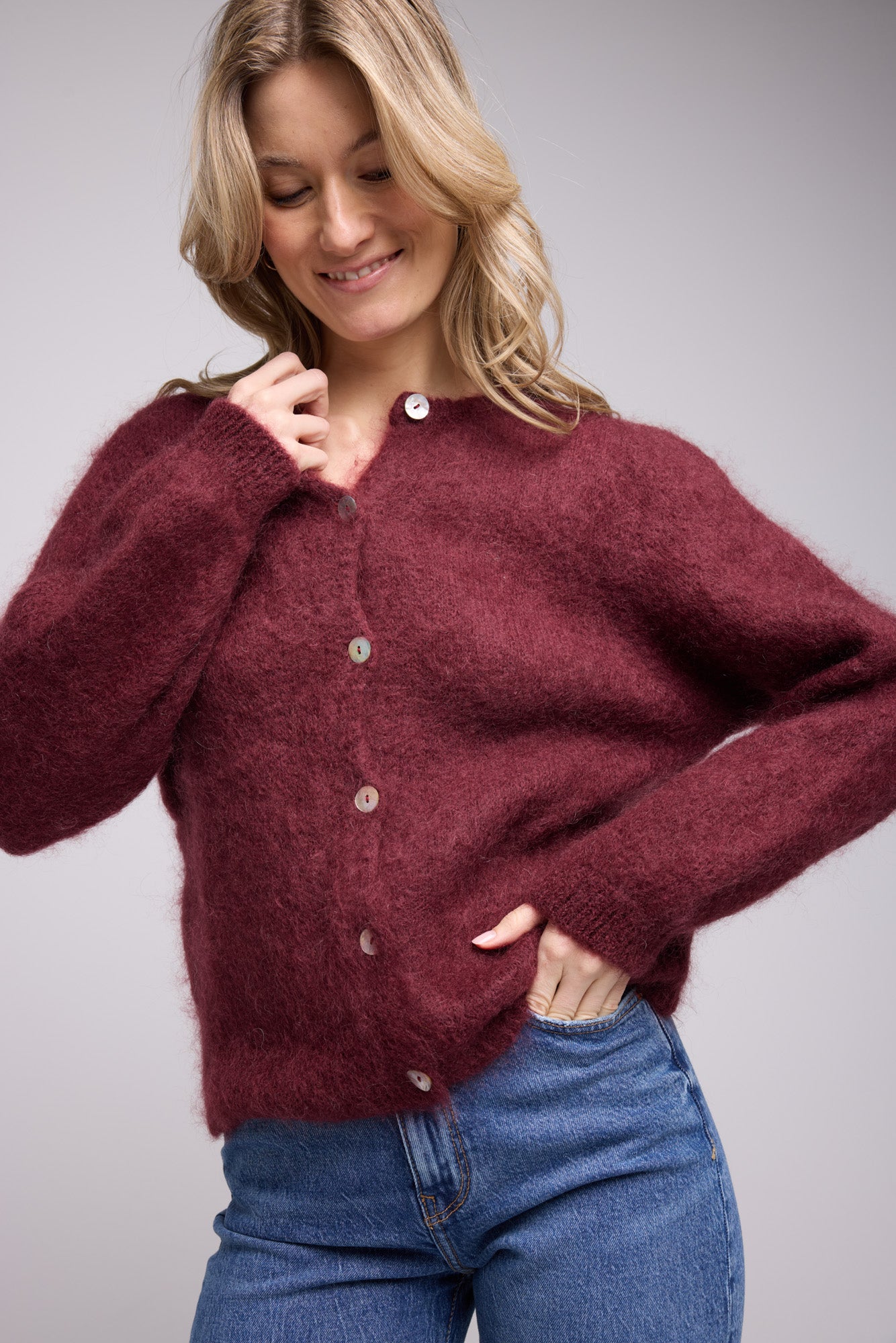CARDIGAN BEATRICE/BORDEAU