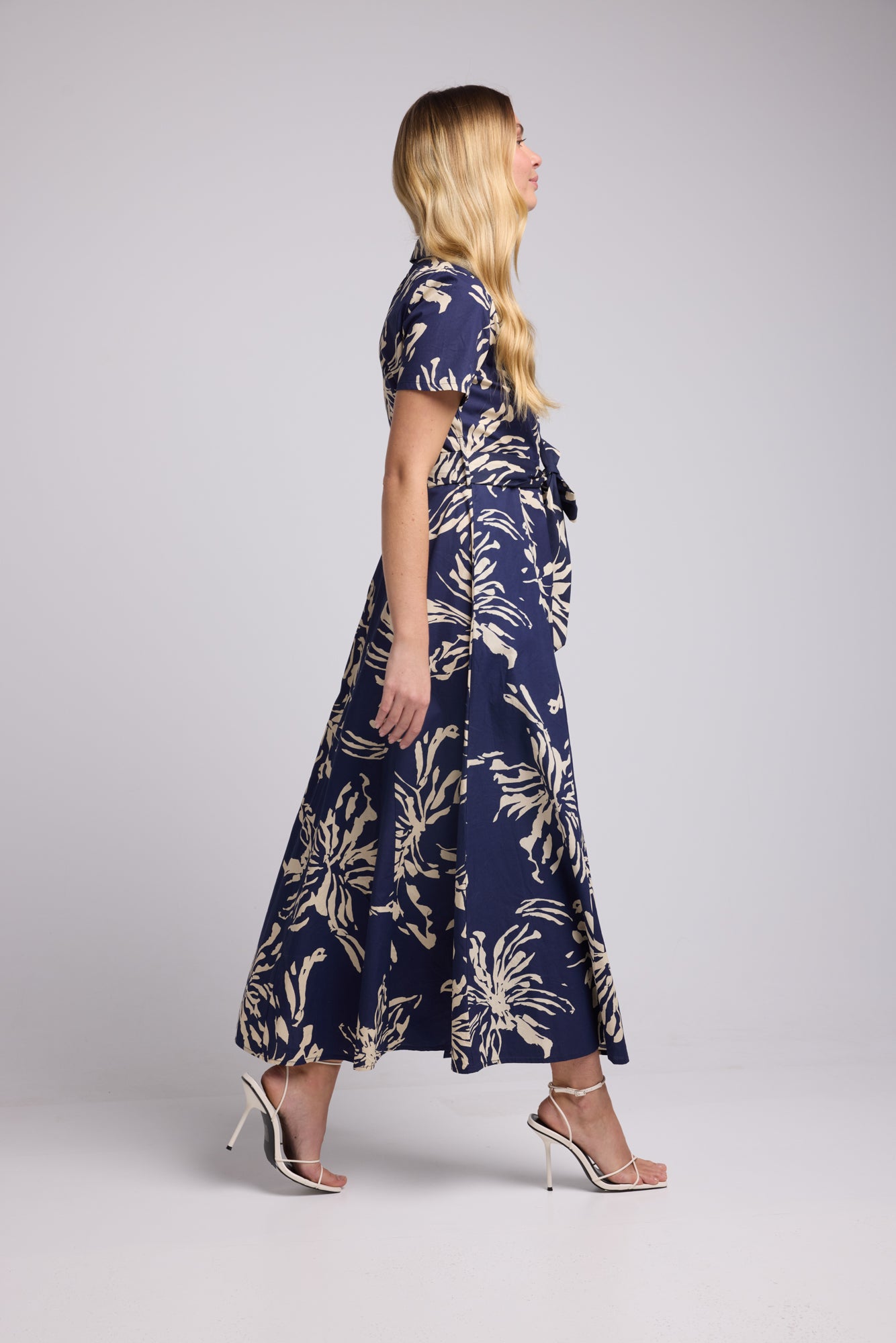 ROBE JANE/FLEUR NAVY BLANC P2302