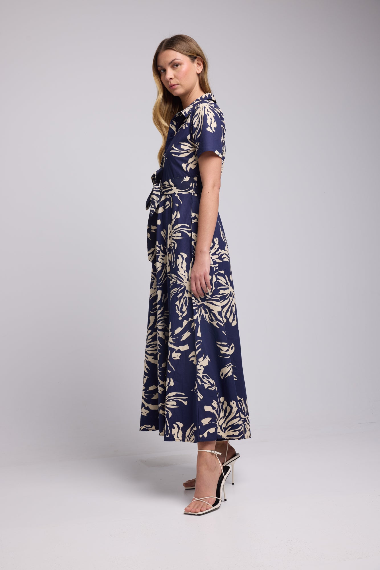 ROBE JANE/FLEUR NAVY BLANC P2302