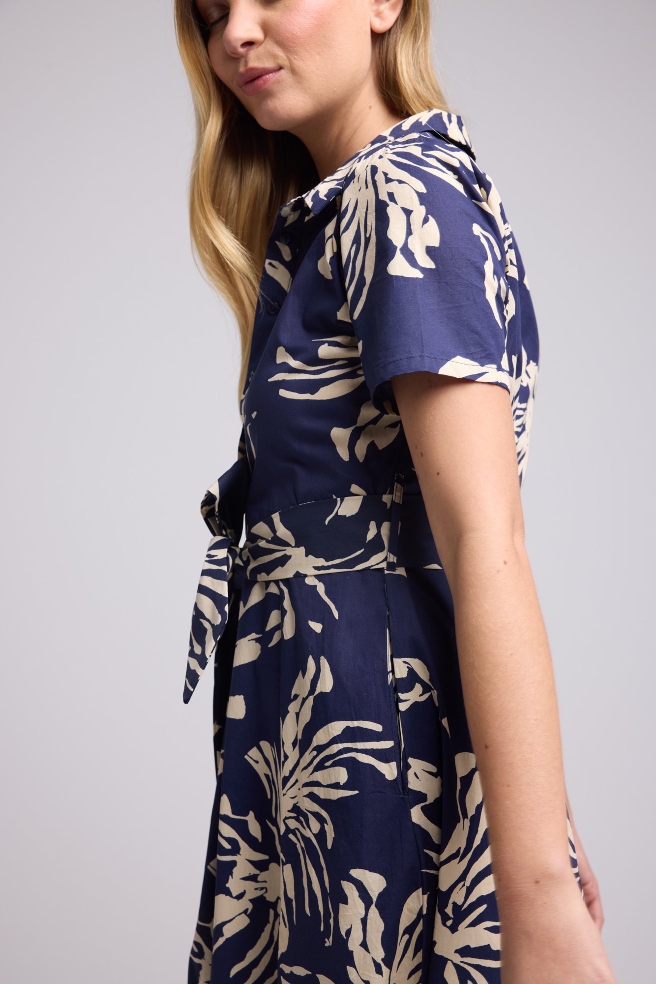 ROBE JANE/FLEUR NAVY BLANC P2302