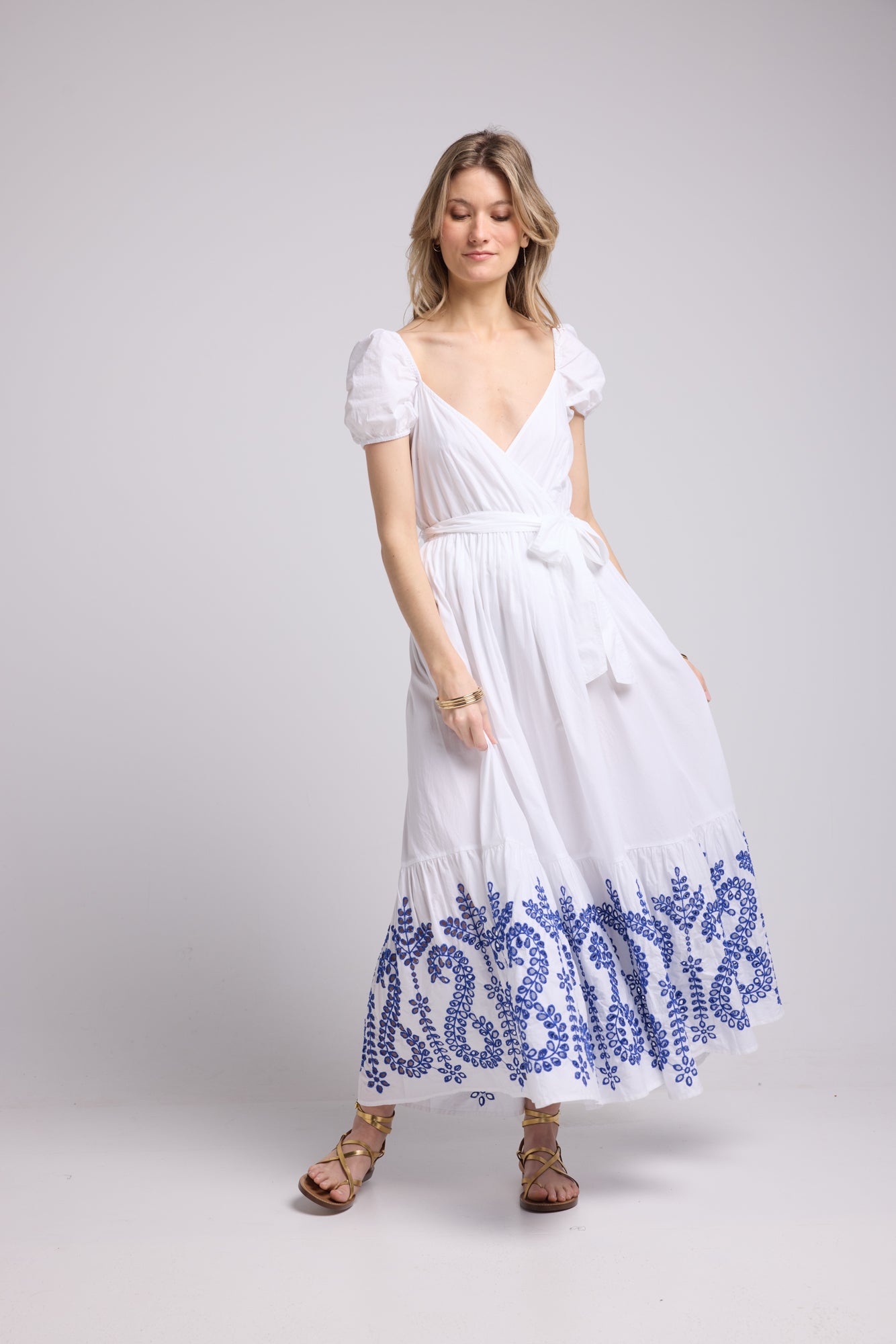 ROBE JULIE LONG/BLANC BLEU