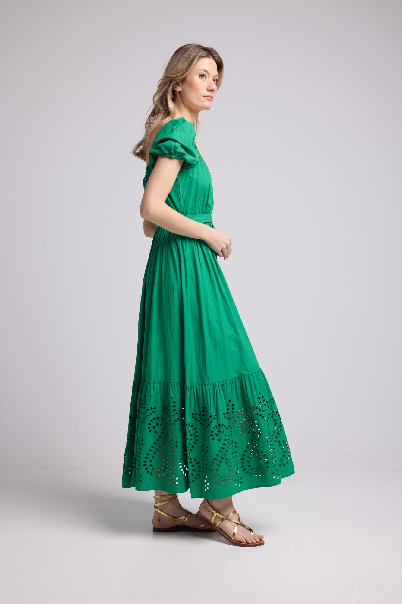 ROBE JULIE LONG BRIGHT GREEN