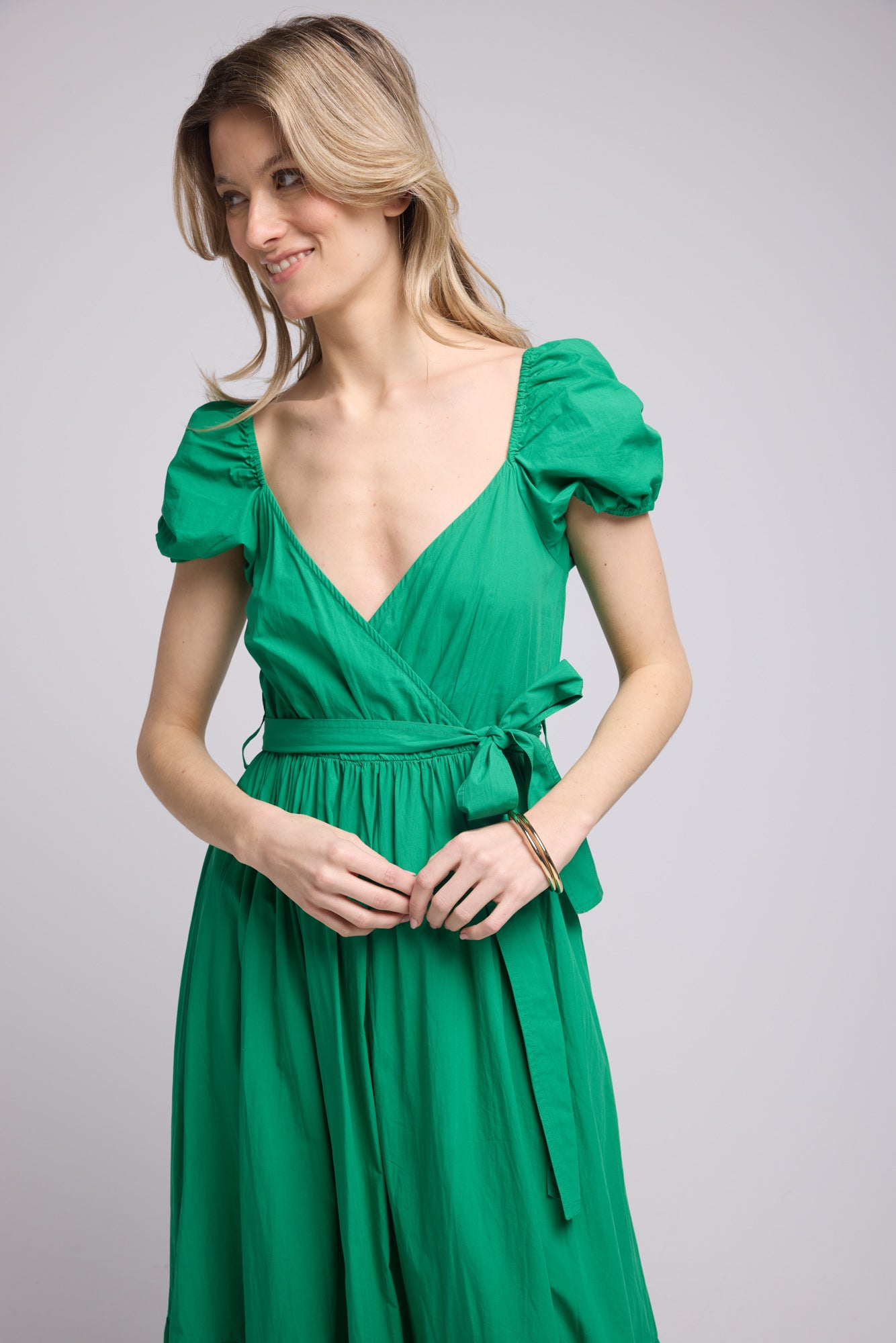 ROBE JULIE LONG BRIGHT GREEN