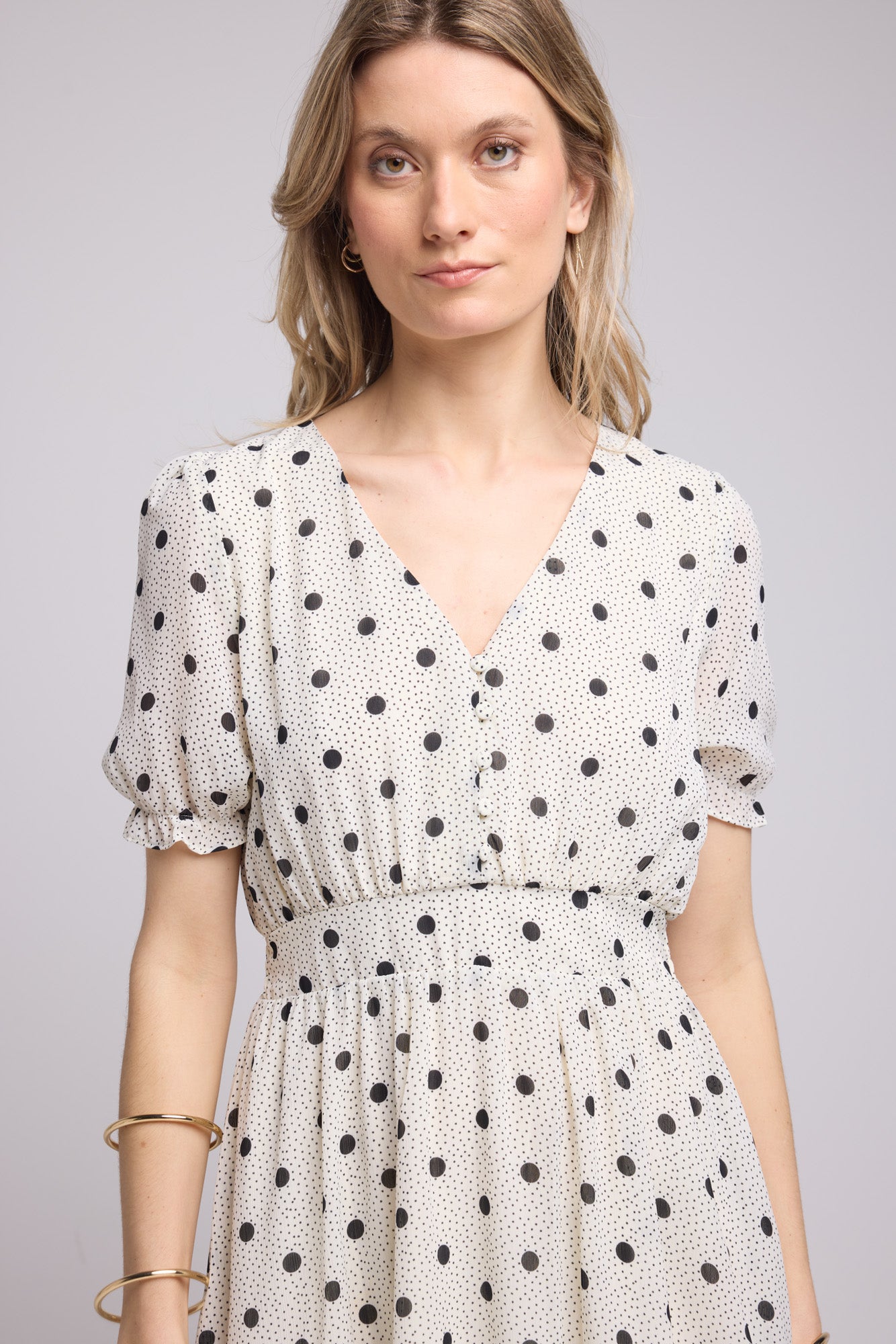 ROBE LAELIA/1072 POIS BLANC
