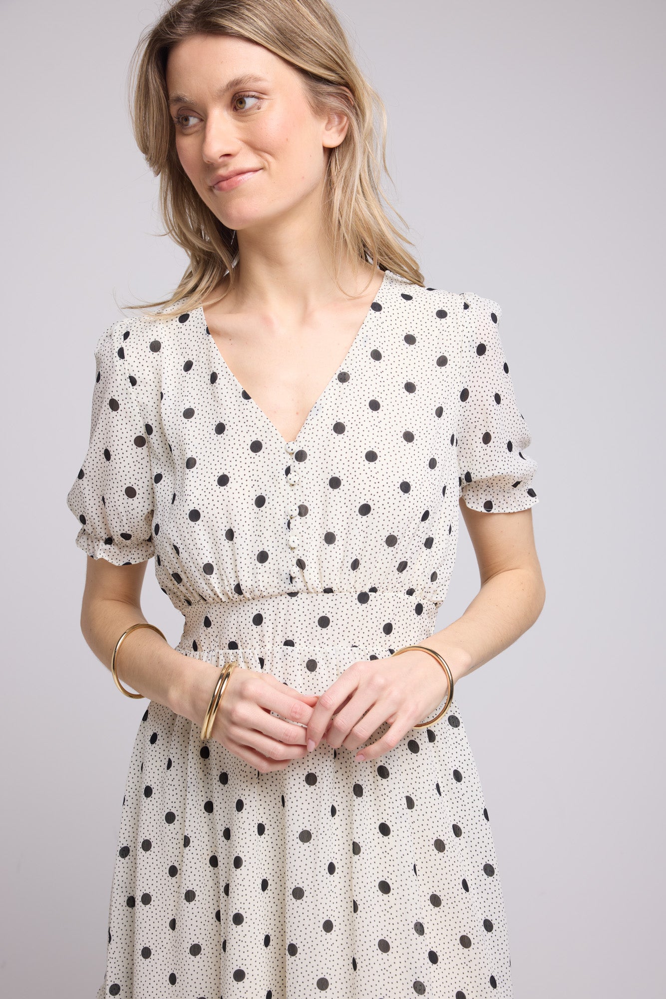 ROBE LAELIA/1072 POIS BLANC
