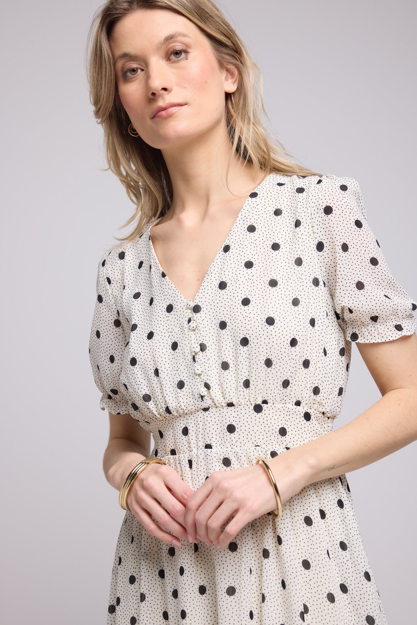 ROBE LAELIA/1072 POIS BLANC