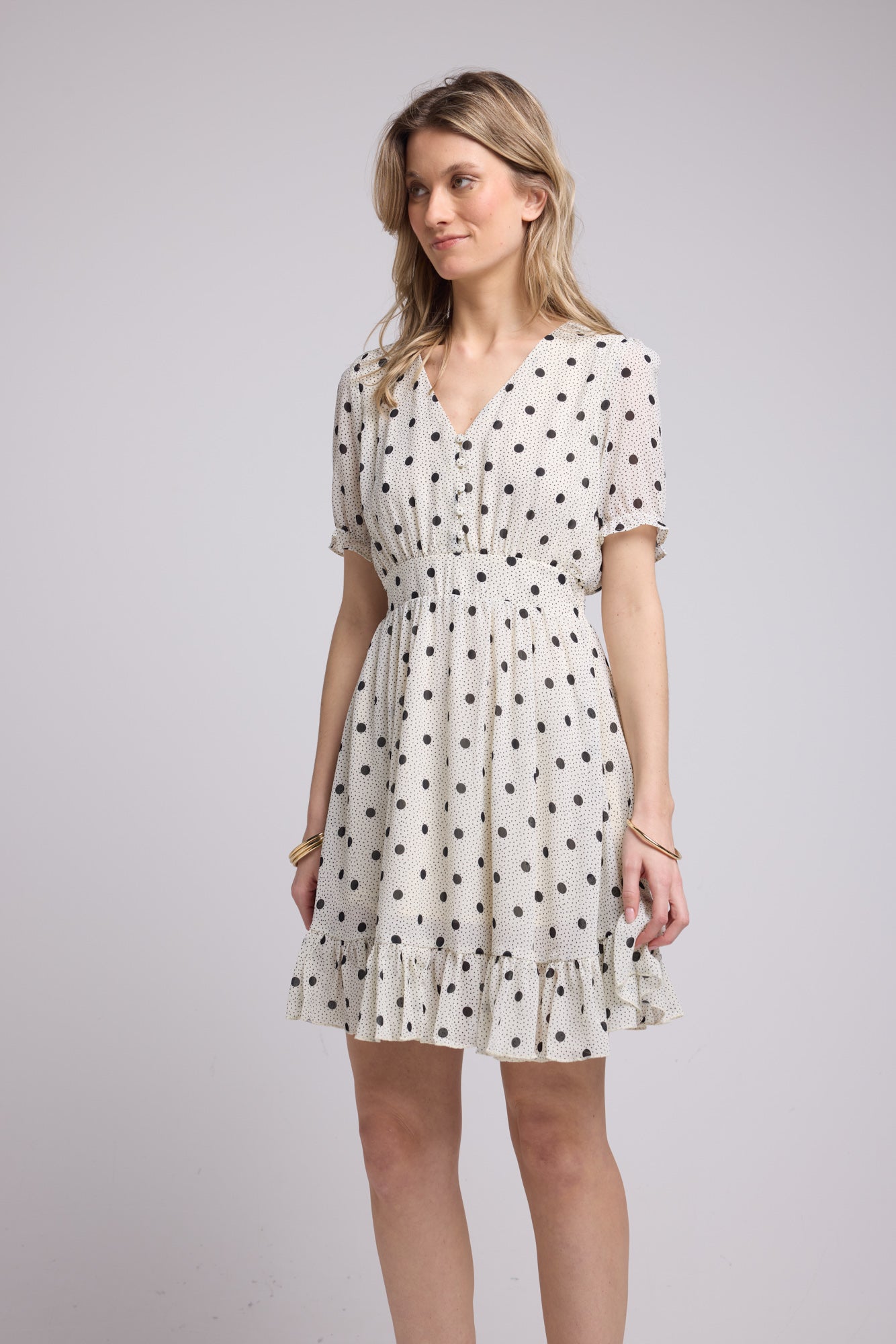 ROBE LAELIA/1072 POIS BLANC