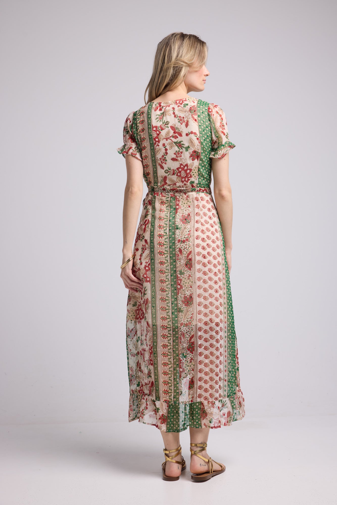 ROBE LILOU LONG GREEN PRINT